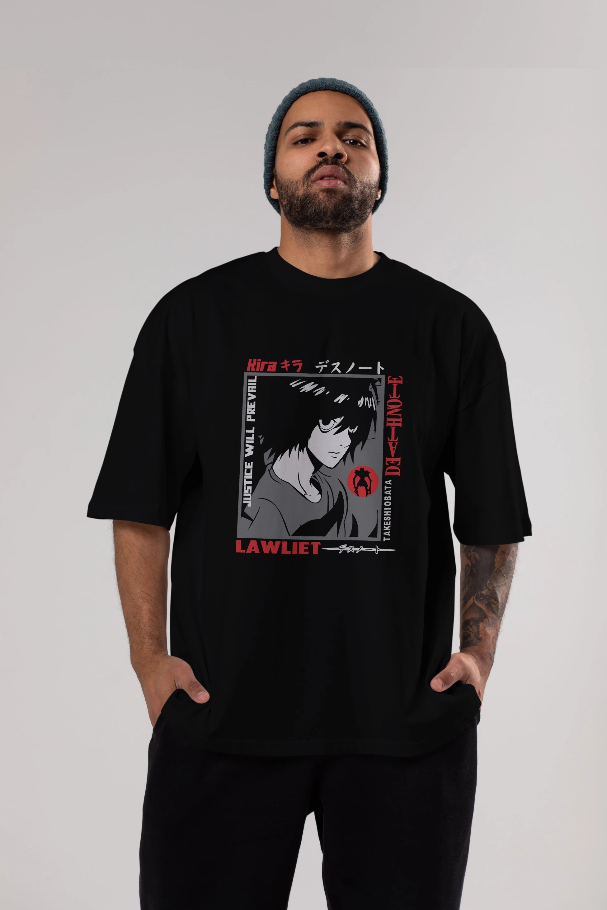 DEATH NOTE Anime Ön Baskılı Oversize t-shirt %100 pamuk Erkek Kadın Unisex