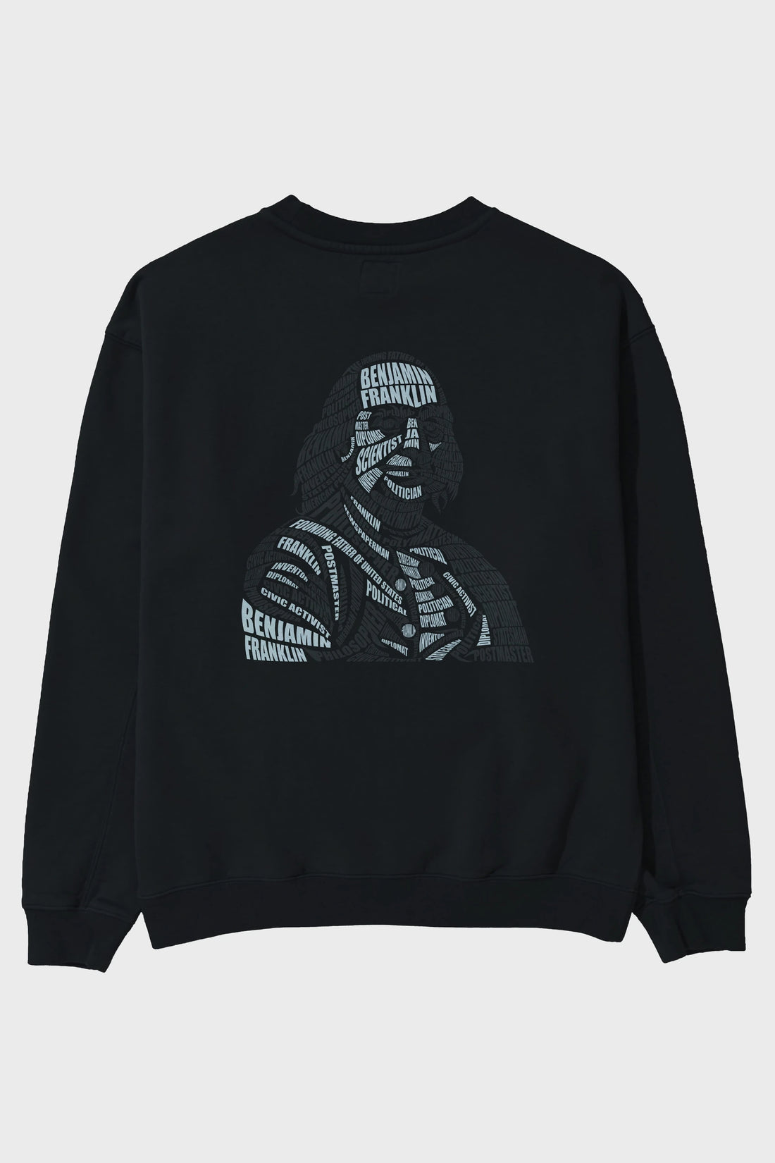 Benjamin Franklin Calligram Arka Baskılı Oversize Sweatshirt Erkek Kadın Unisex