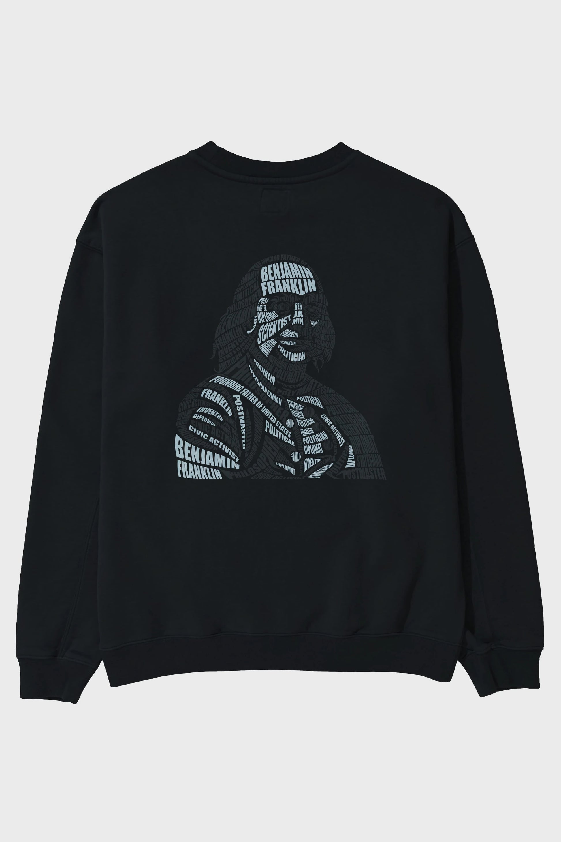 Benjamin Franklin Calligram Arka Baskılı Oversize Sweatshirt Erkek Kadın Unisex