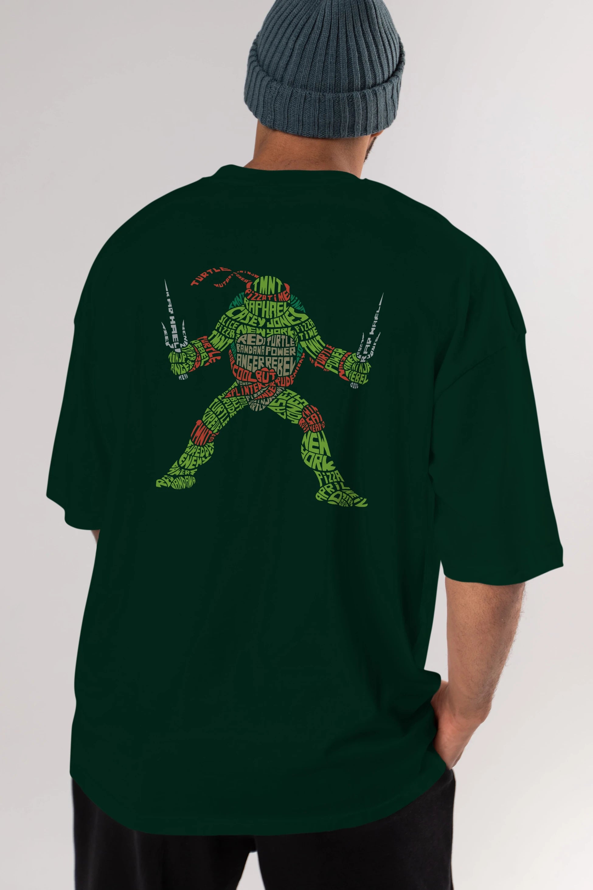 Ninja Turtle Arka Baskılı Oversize t-shirt %100 pamuk Erkek Kadın Unisex