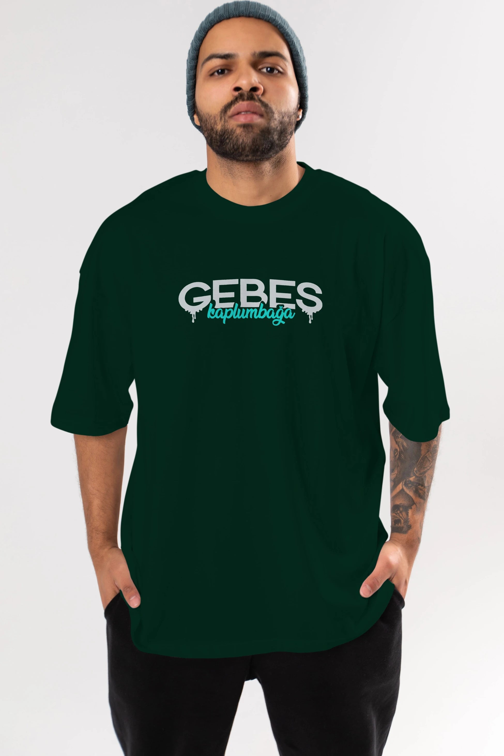Gebeş Kaplumbağa Ön Baskılı Oversize t-shirt %100 pamuk Erkek Kadın Unisex
