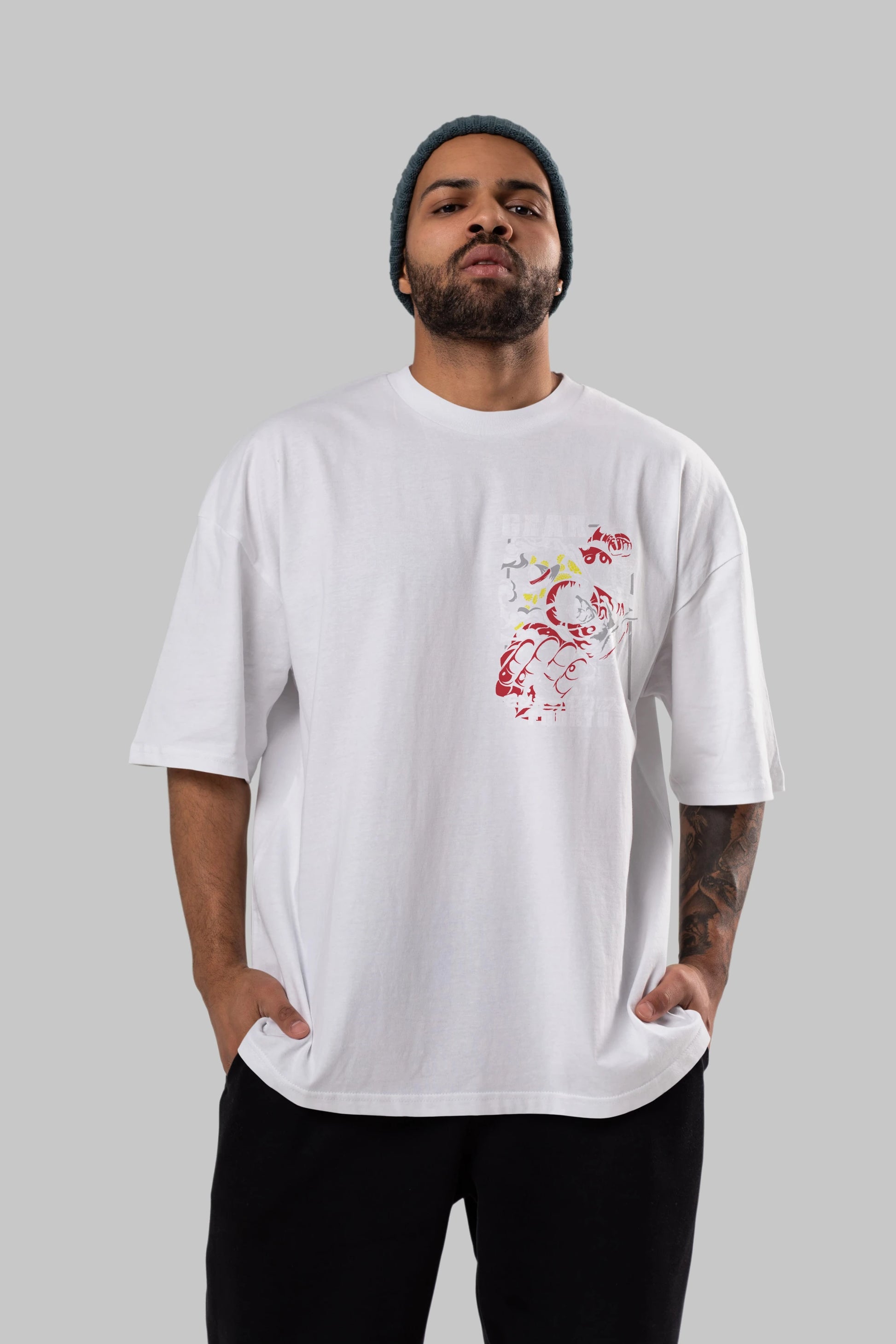 LUFFY gear fourth Ön Sol Baskılı Oversize t-shirt Erkek Kadın Unisex %100 Pamuk Bisiklet Yaka tişort