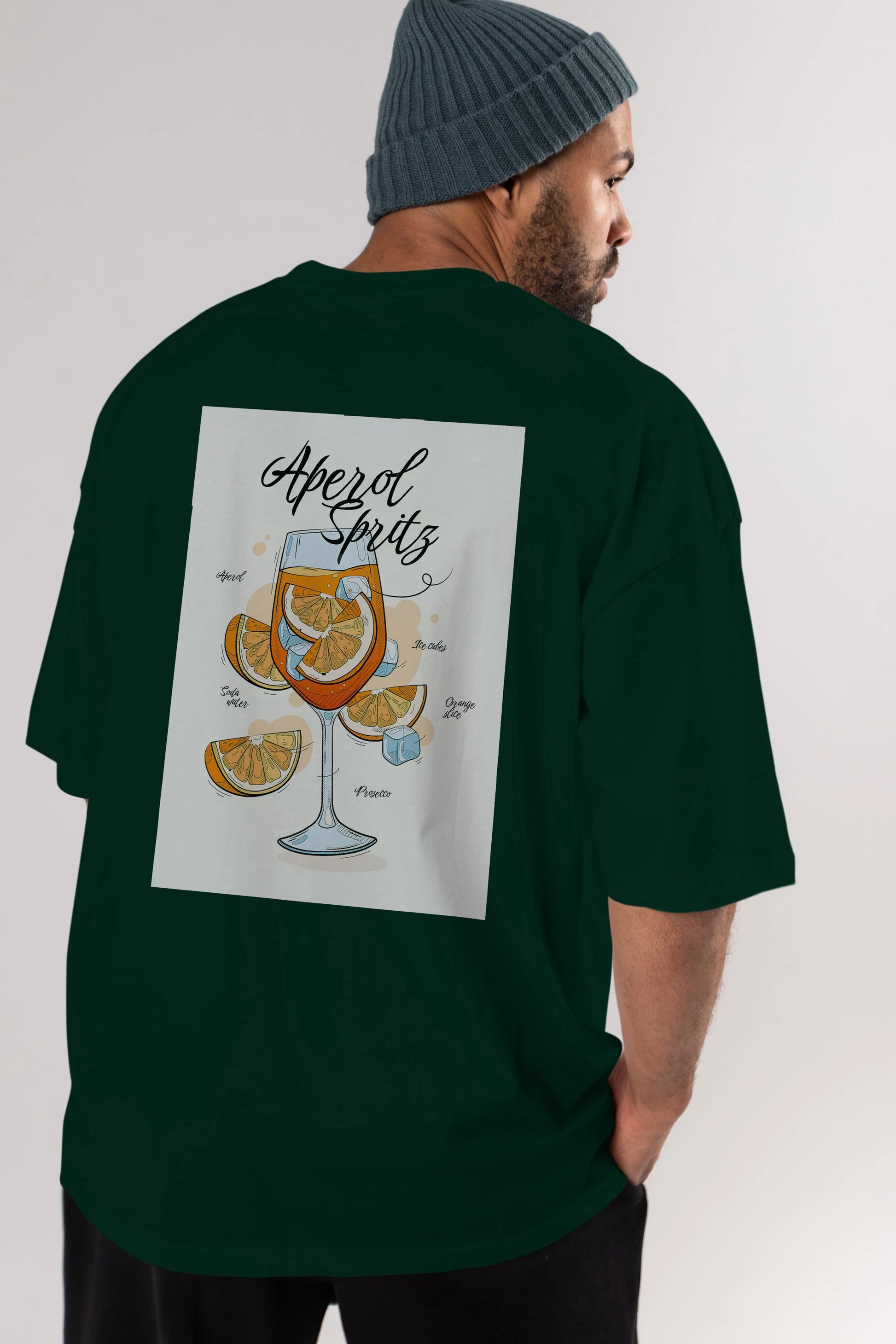 Aperol Spritz 6 Arka Baskılı Oversize t-shirt Erkek Kadın Unisex %100 Pamuk Bisiklet Yaka tişort
