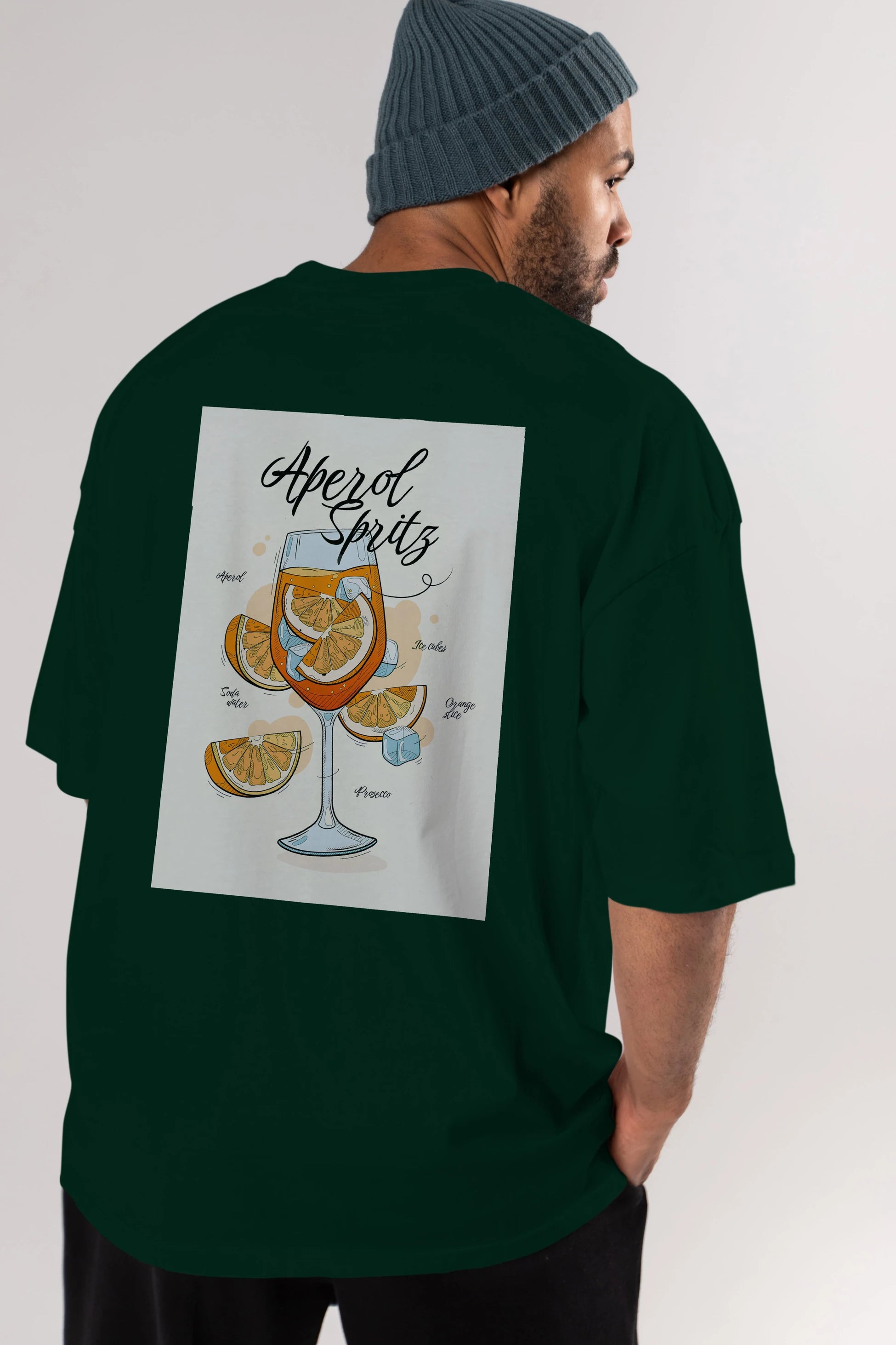 Aperol Spritz 6 Arka Baskılı Oversize t-shirt Erkek Kadın Unisex %100 Pamuk Bisiklet Yaka tişort