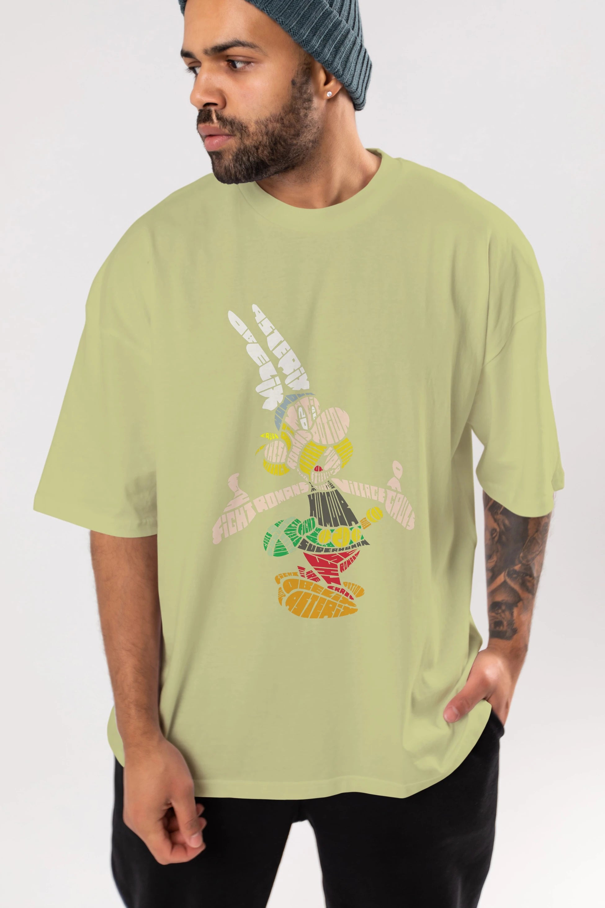 Asterix Ön Baskılı Oversize t-shirt %100 pamuk Erkek Kadın Unisex