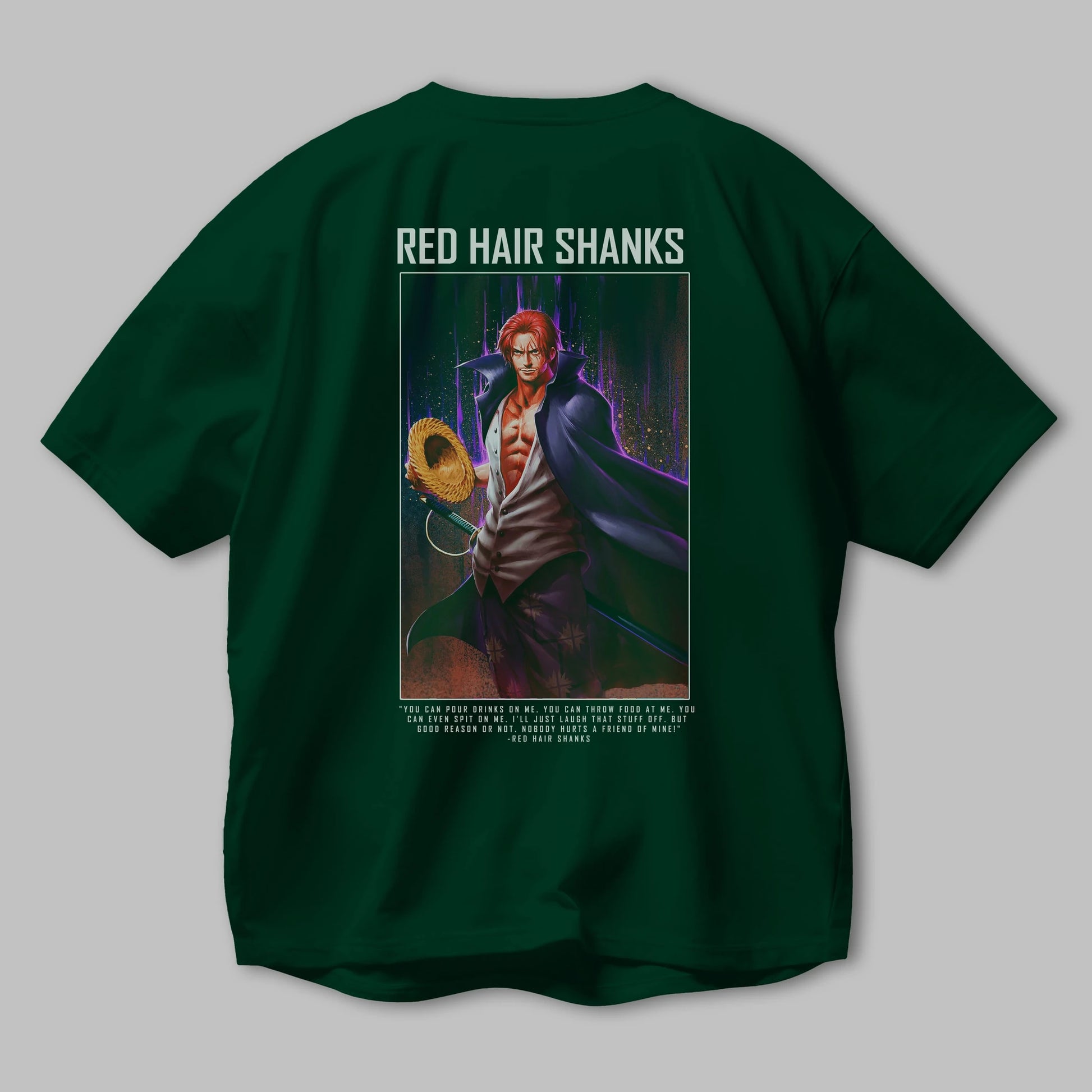 Shanks Anime Arka Baskılı Oversize t-shirt Erkek Kadın Unisex %100 pamuk tişort