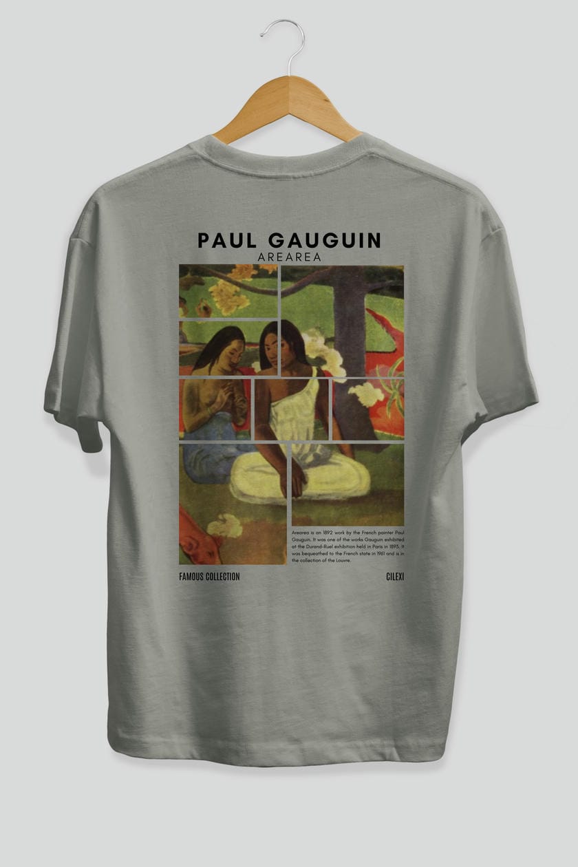 Paul Gauguin Arearea Arka Baskılı Oversize t-shirt Erkek Kadın Bisiklet Yaka Pamuk tişort