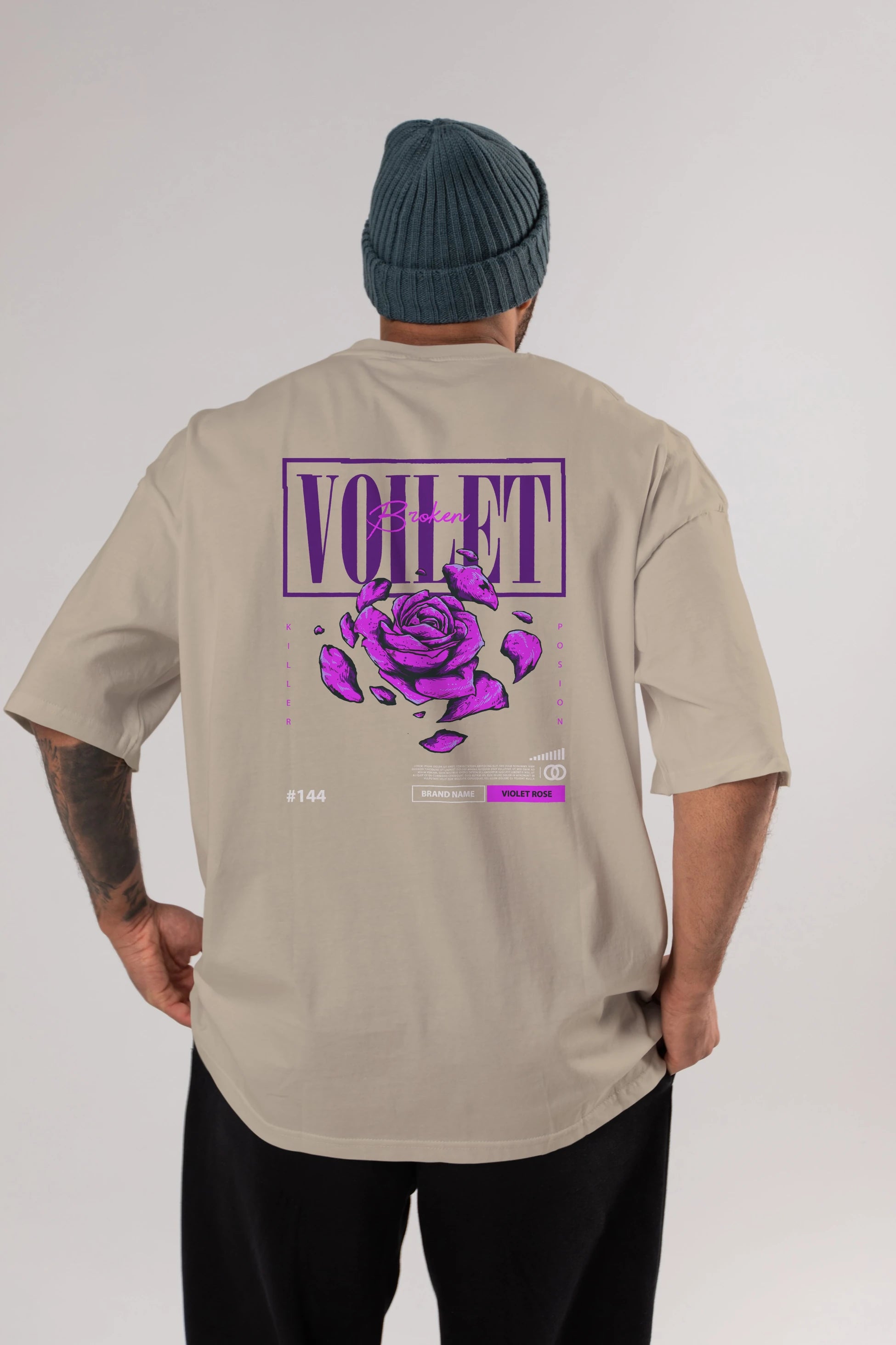 Voilet Broken Arka Baskılı Oversize t-shirt Erkek Kadın Unisex