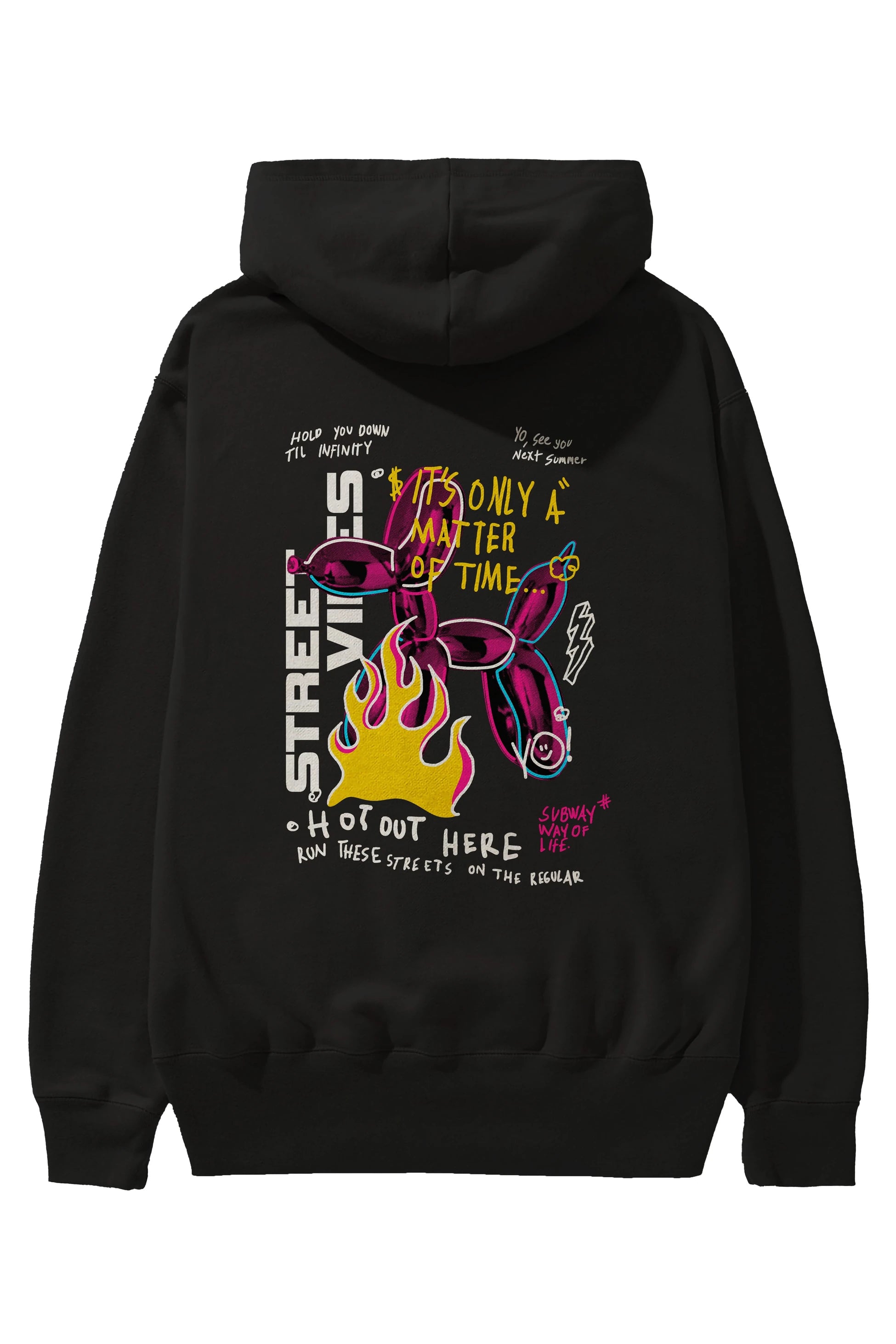 Street Vibes Arka Baskılı Hoodie Oversize Kapüşonlu Sweatshirt Erkek Kadın Unisex