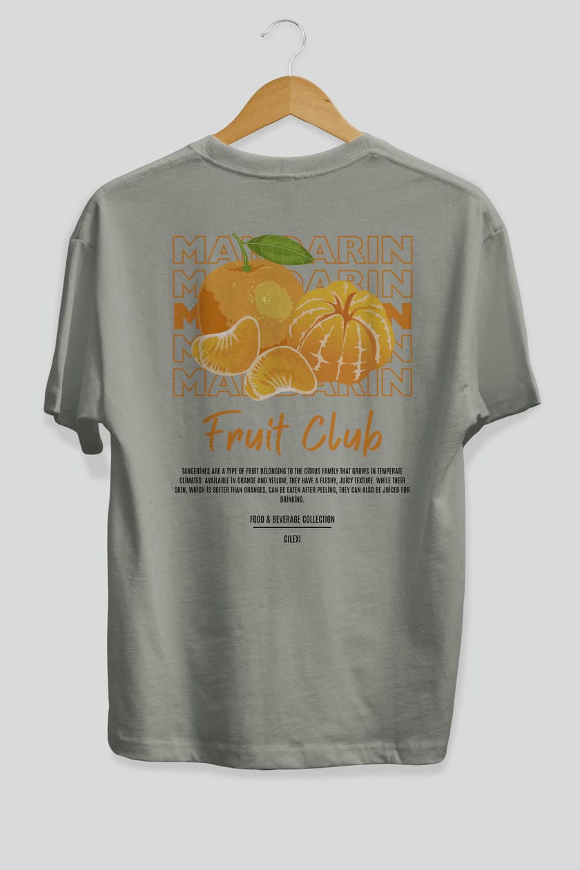 Mandarin Arka Baskılı Oversize t-shirt Erkek Kadın Pamuk Bisiklet Yaka tişort