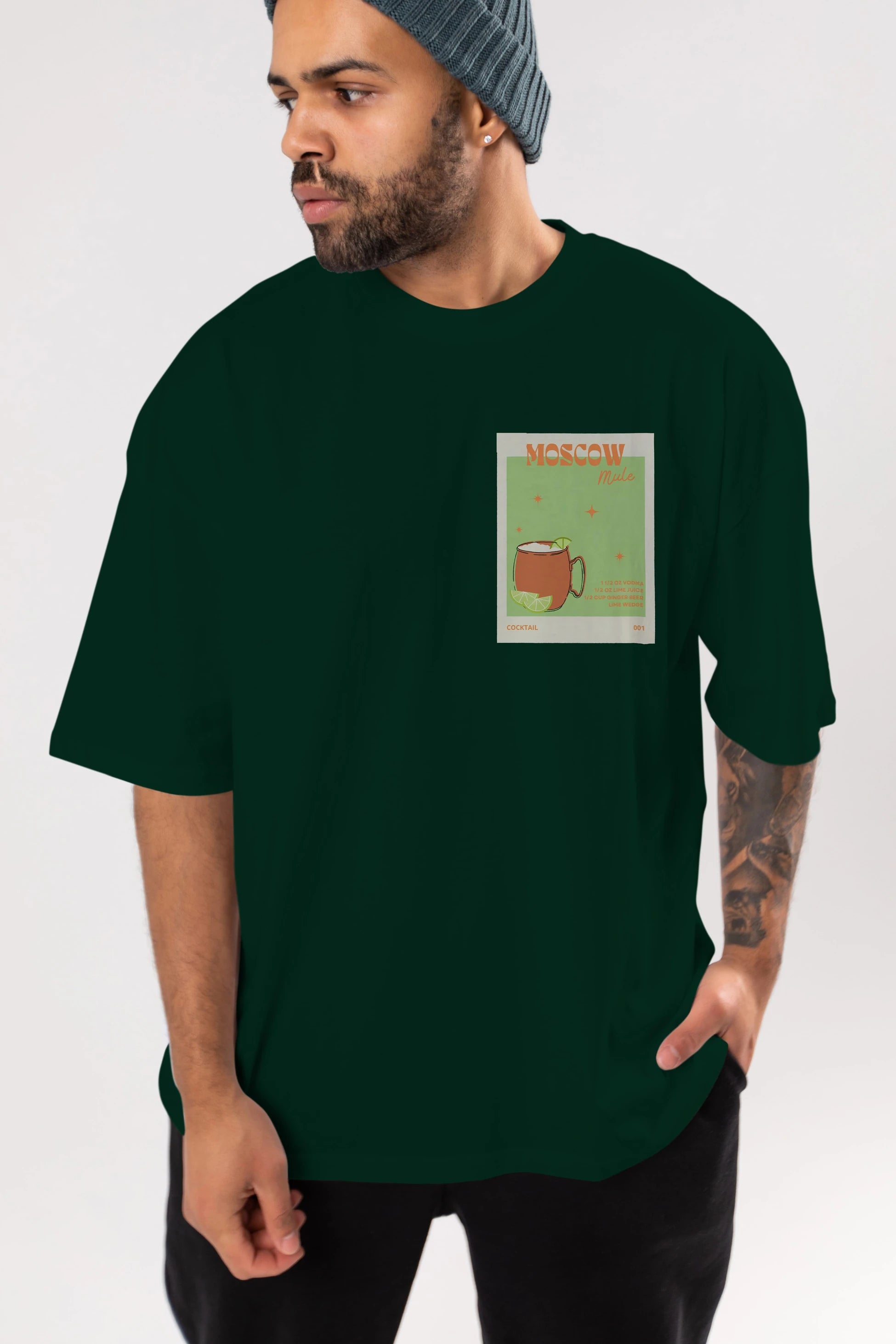 Moscow Mule 2 Ön Sol Baskılı Oversize t-shirt Erkek Kadın Unisex %100 Pamuk Bisiklet Yaka tişort