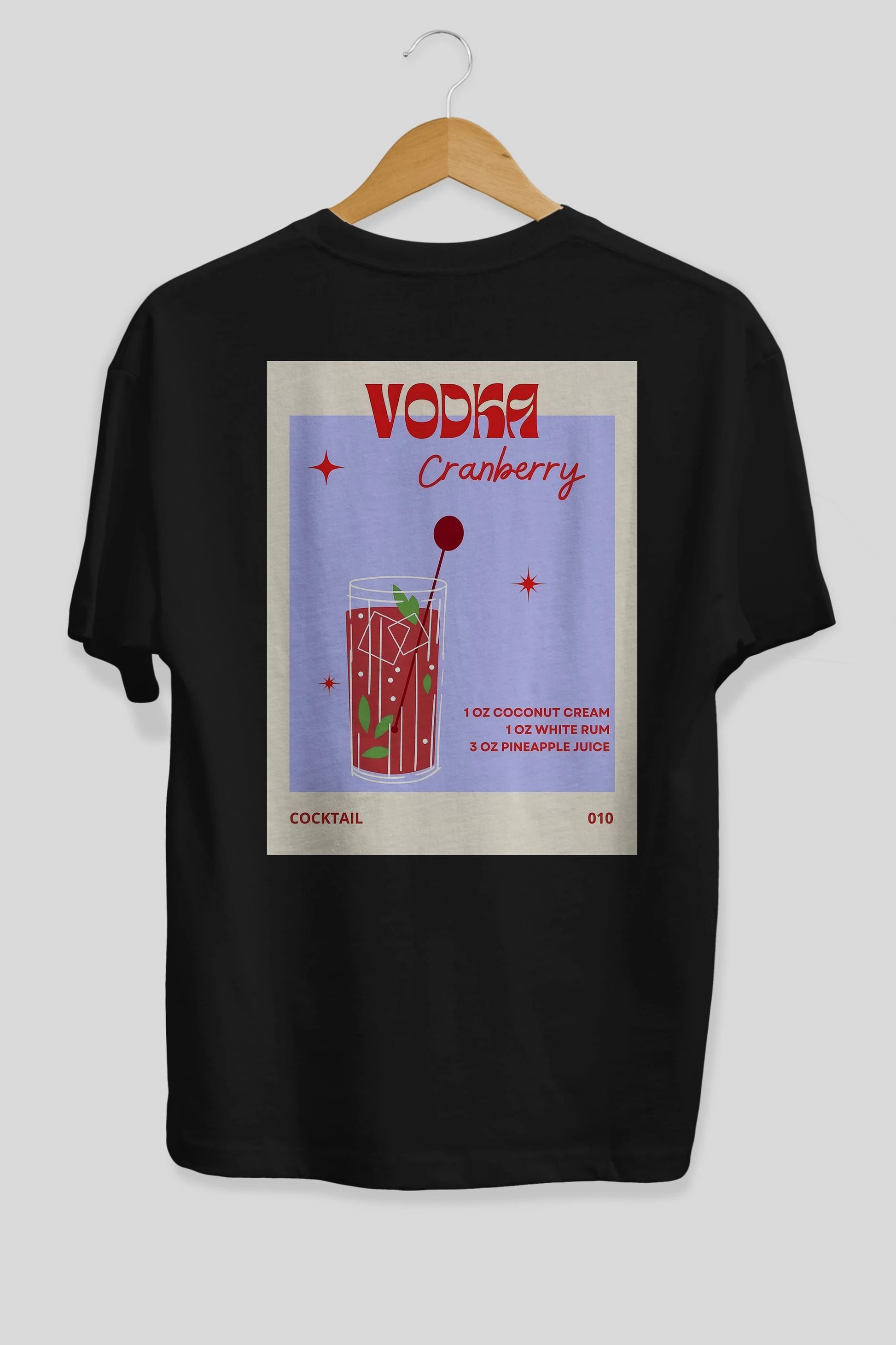 Vodka Cranberry Arka Baskılı Oversize t-shirt Erkek Kadın Unisex %100 Pamuk Bisiklet Yaka tişort