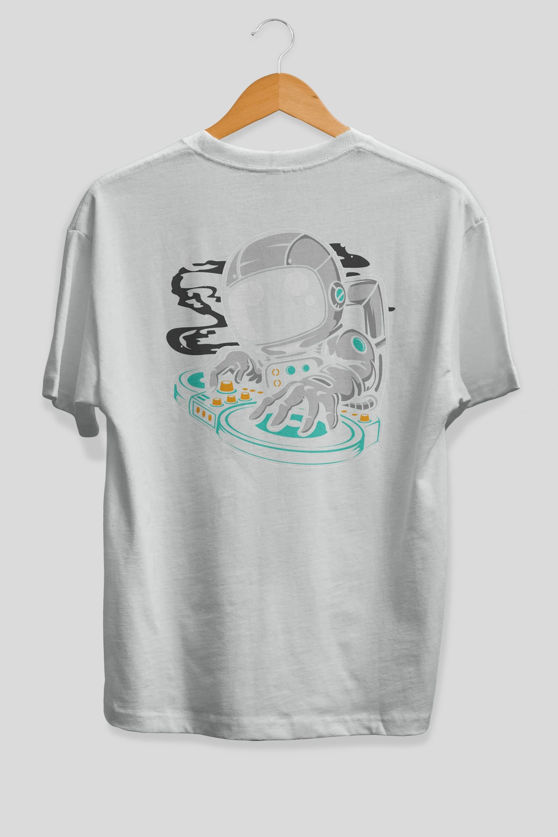 Astronaut DJ Arka Baskılı Oversize t-shirt Erkek Kadın Unisex