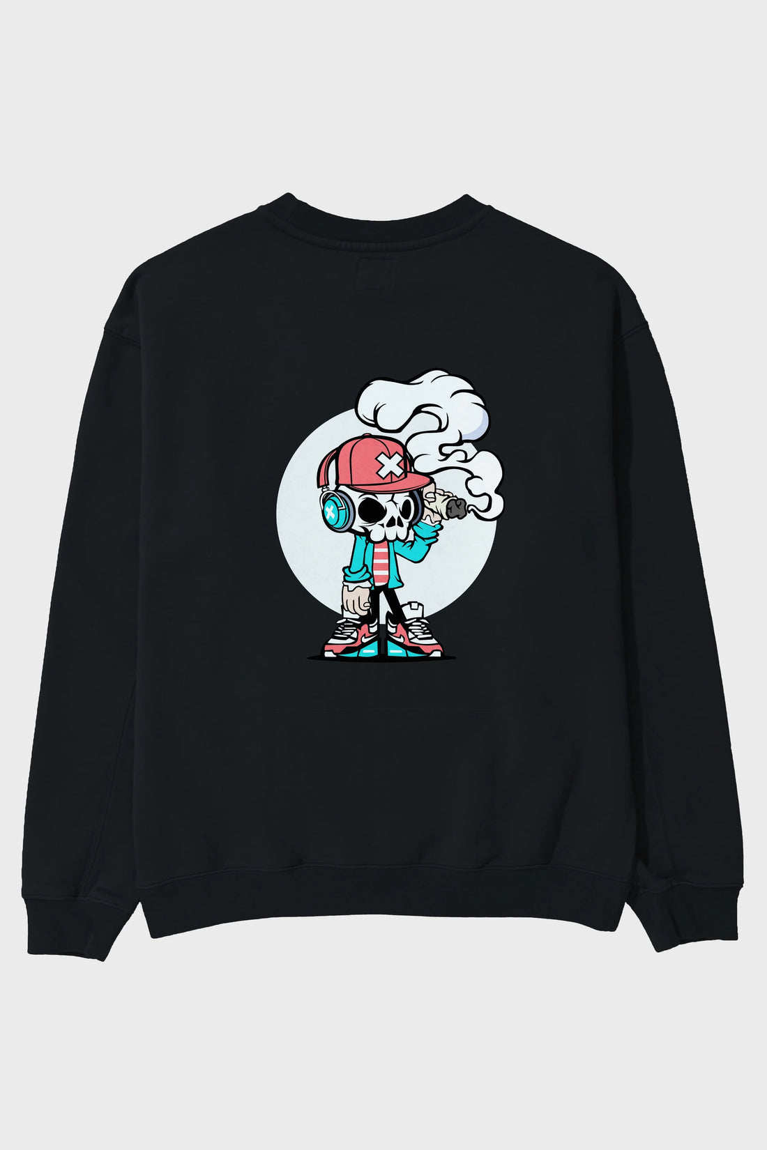 Skull Headphone Arka Baskılı Oversize Sweatshirt Erkek Kadın Unisex