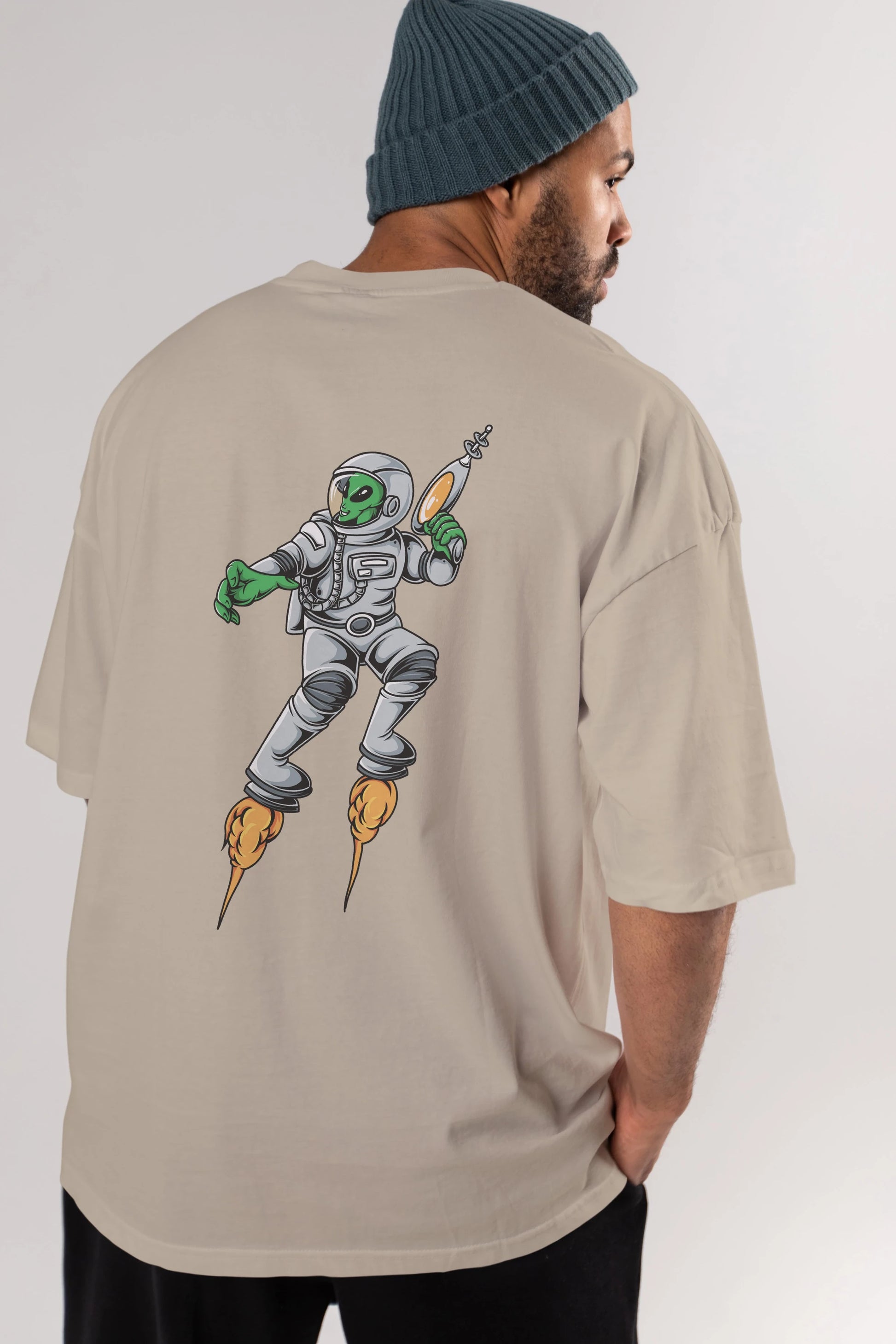 Alien Wars Arka Baskılı Oversize t-shirt Erkek Kadın Unisex