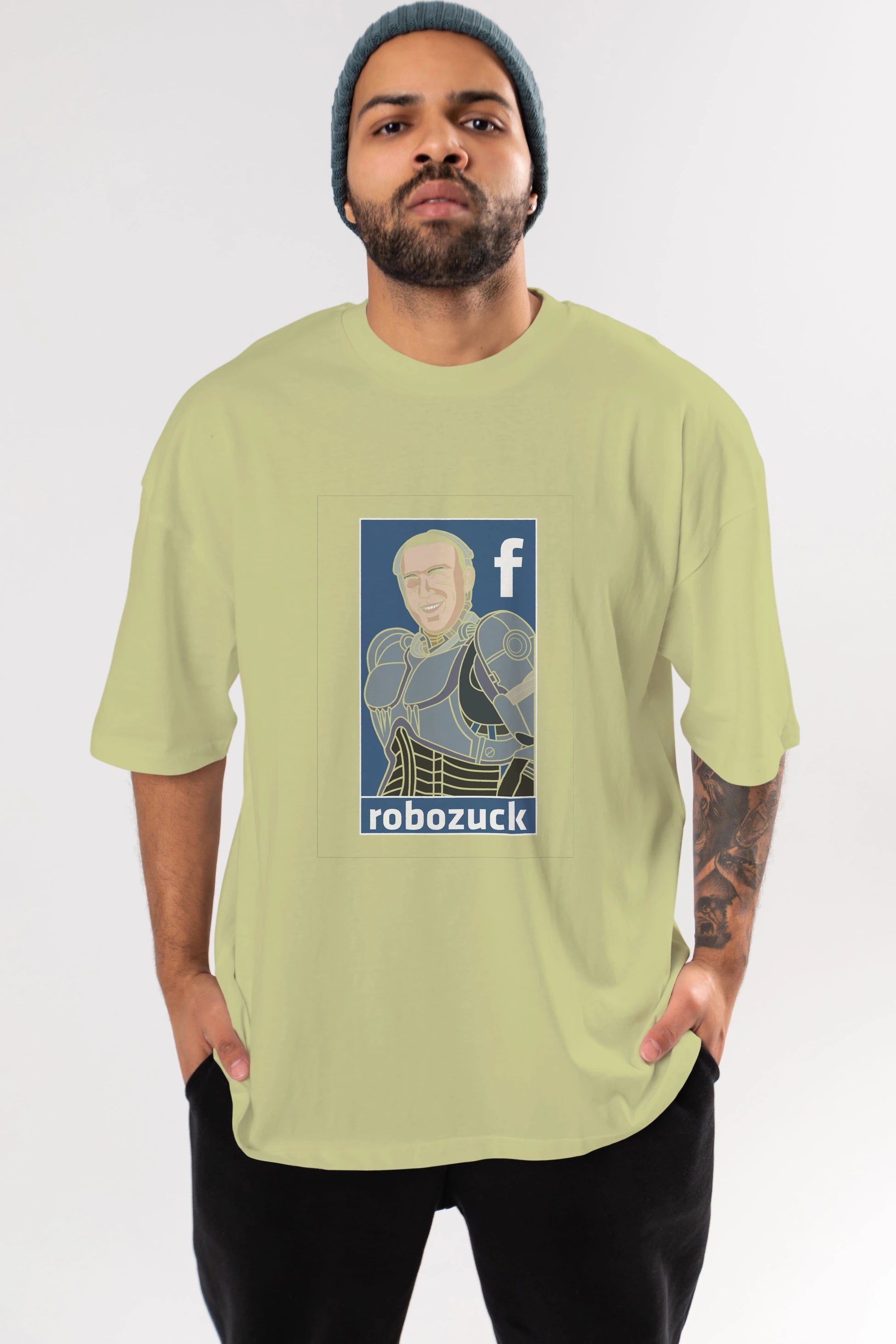Robozuck Ön Baskılı Oversize t-shirt Erkek Kadın Unisex %100 Pamuk tişort