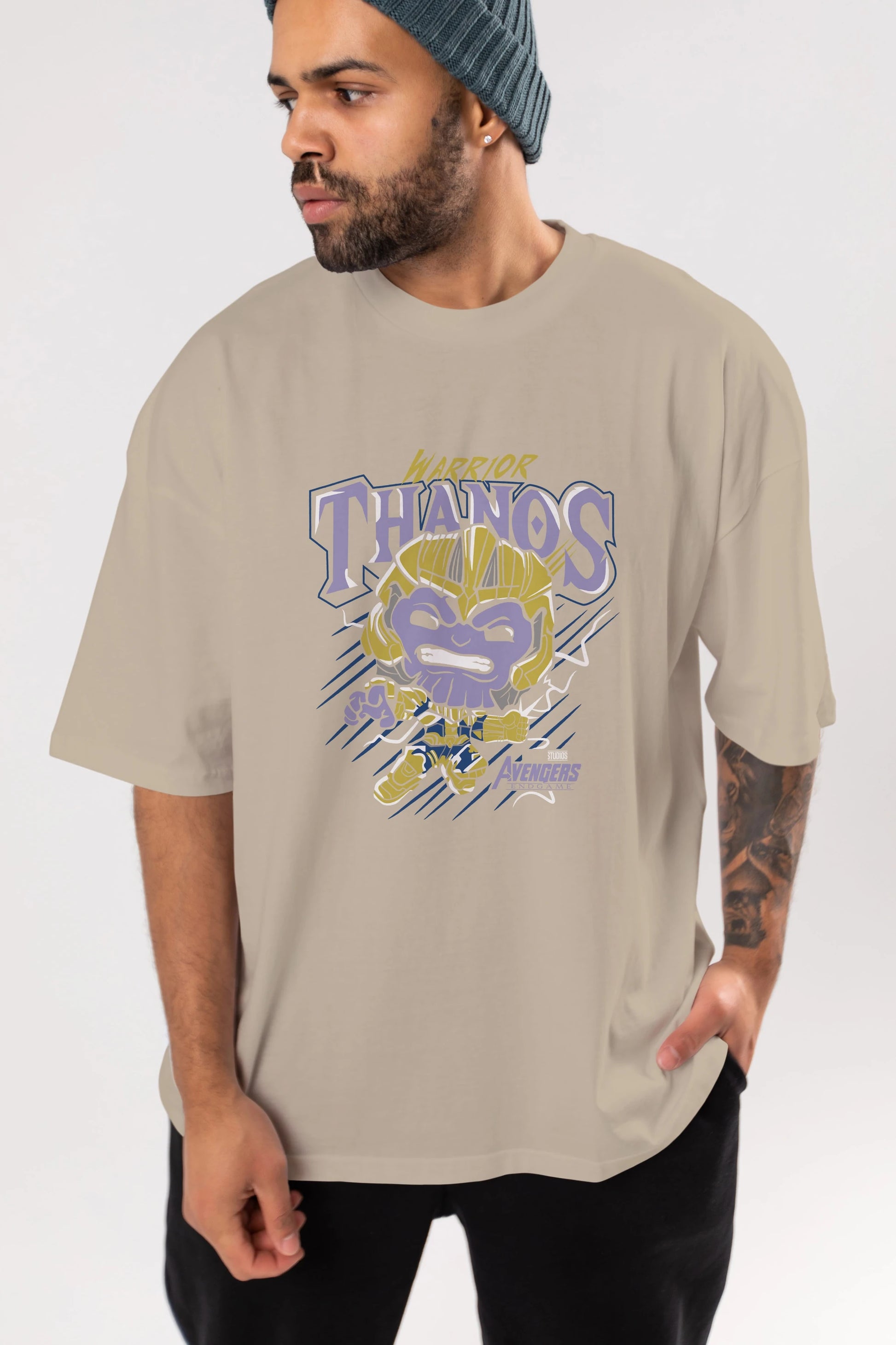 Thanos (2) Ön Baskılı Oversize t-shirt Erkek Kadın Unisex %100 Pamuk Bisiklet Yaka tişort