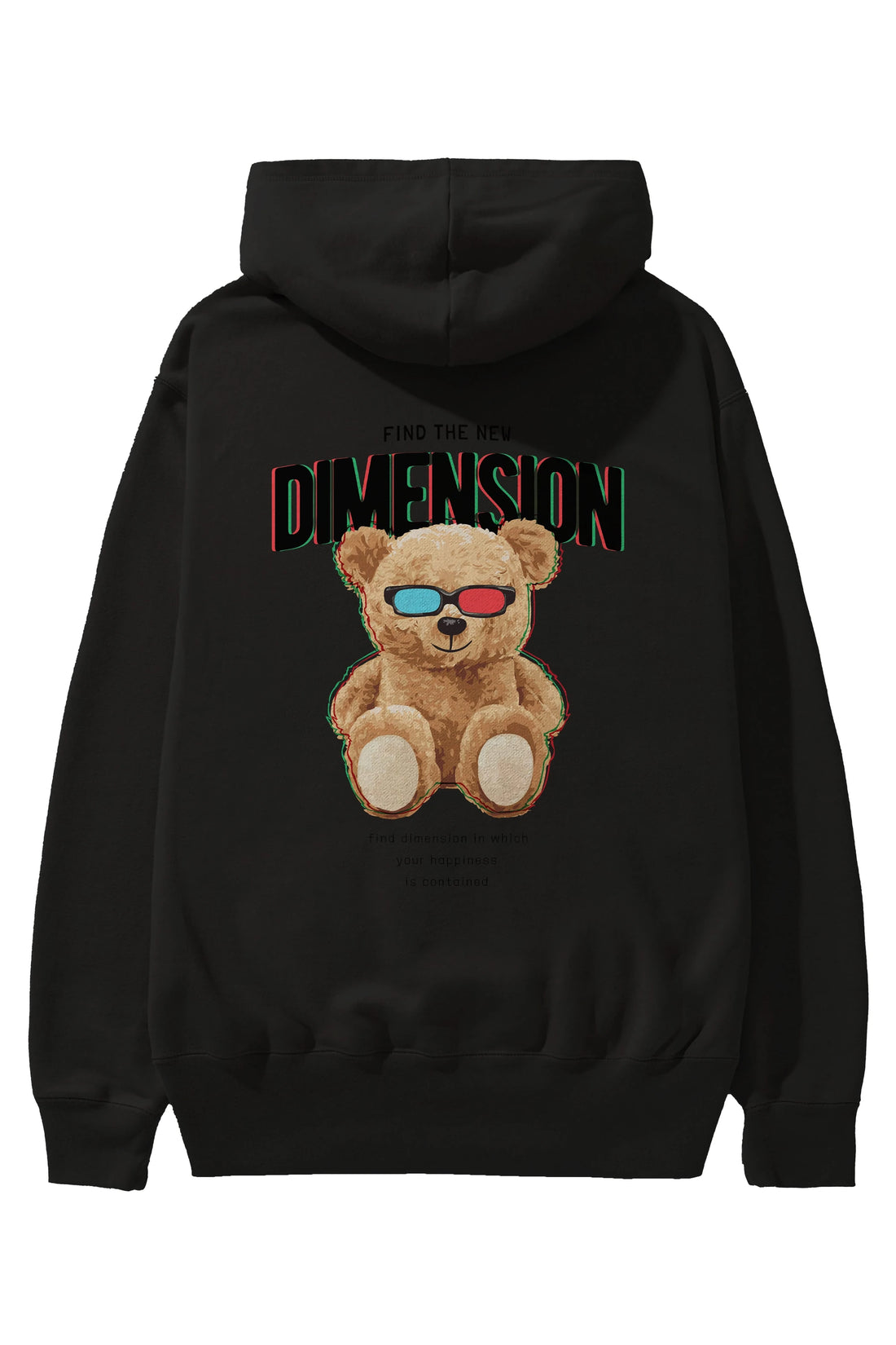 Teddy Bear Dimension Arka Baskılı Hoodie Oversize Kapüşonlu Sweatshirt Erkek Kadın Unisex