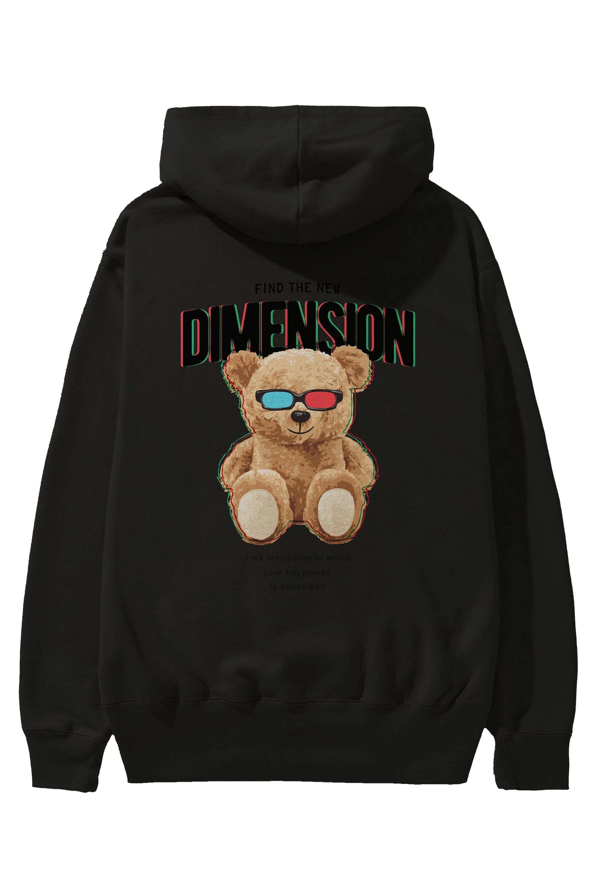 Teddy Bear Dimension Arka Baskılı Hoodie Oversize Kapüşonlu Sweatshirt Erkek Kadın Unisex