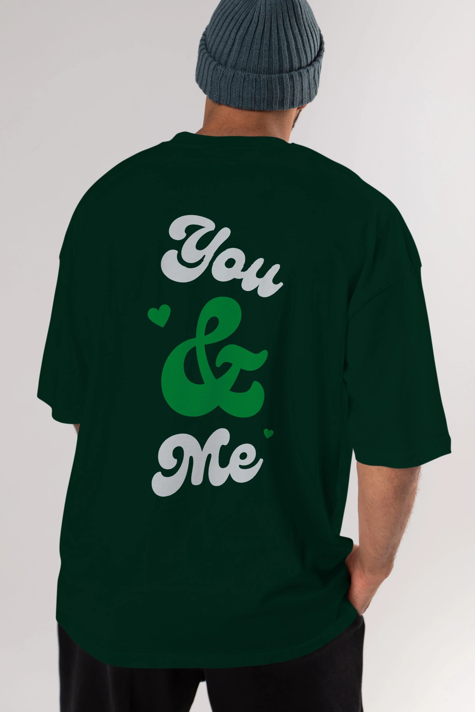 You and Me Yazılı Arka Baskılı Oversize t-shirt Erkek Kadın Unisex