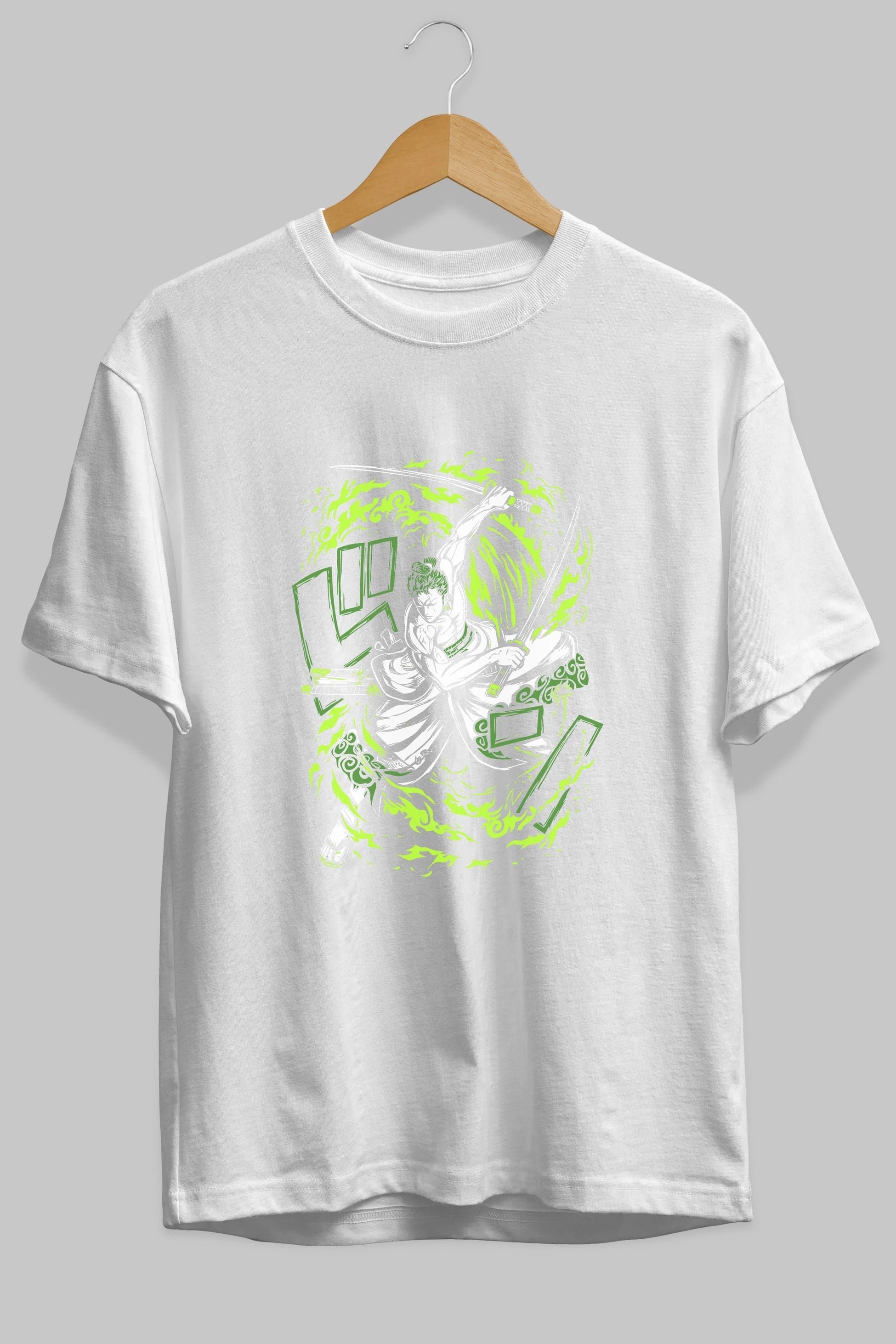 ZORO-ONE PIECE (2) Anime Ön Baskılı Oversize t-shirt %100 pamuk Erkek Kadın Unisex