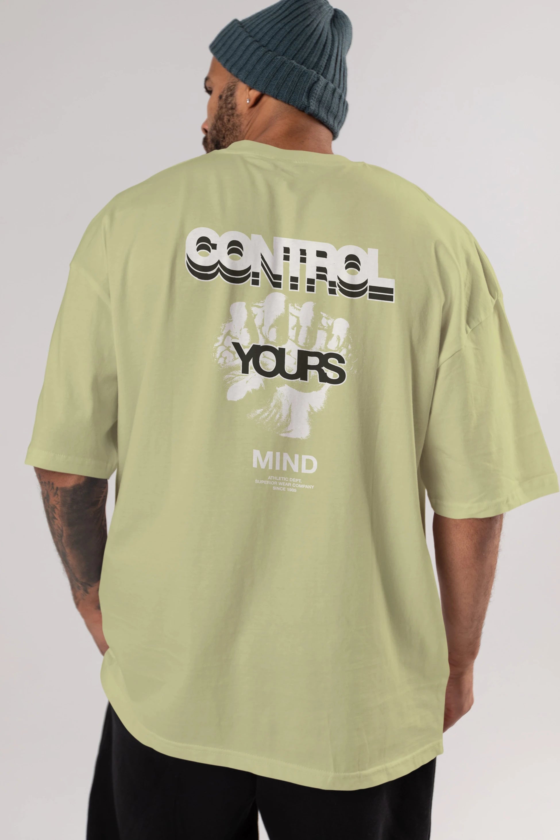 Control Your Mind Arka Baskılı Oversize t-shirt Erkek Kadın Unisex