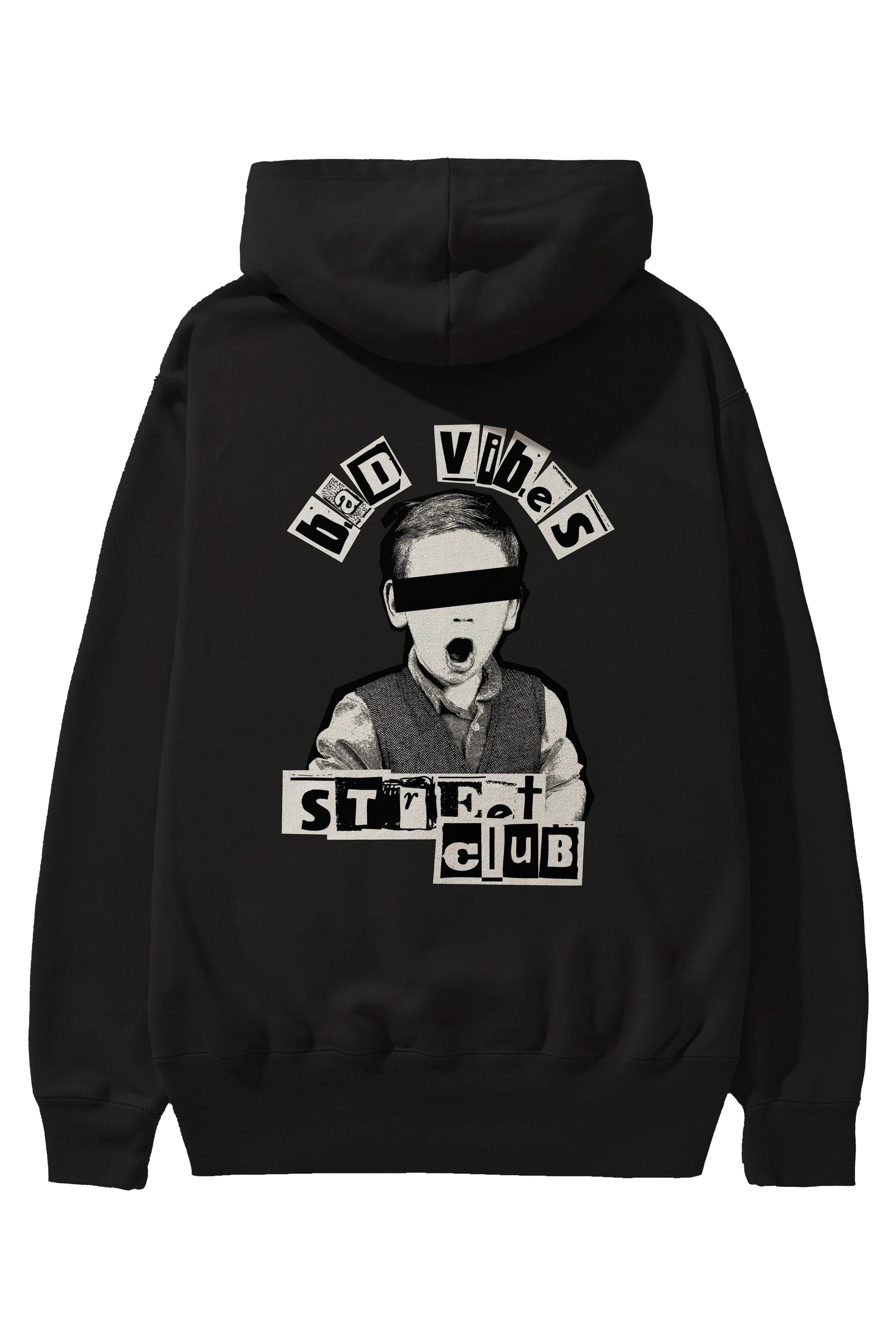 Bad Vibes Street Club Arka Baskılı Hoodie Oversize Kapüşonlu Sweatshirt Erkek Kadın Unisex