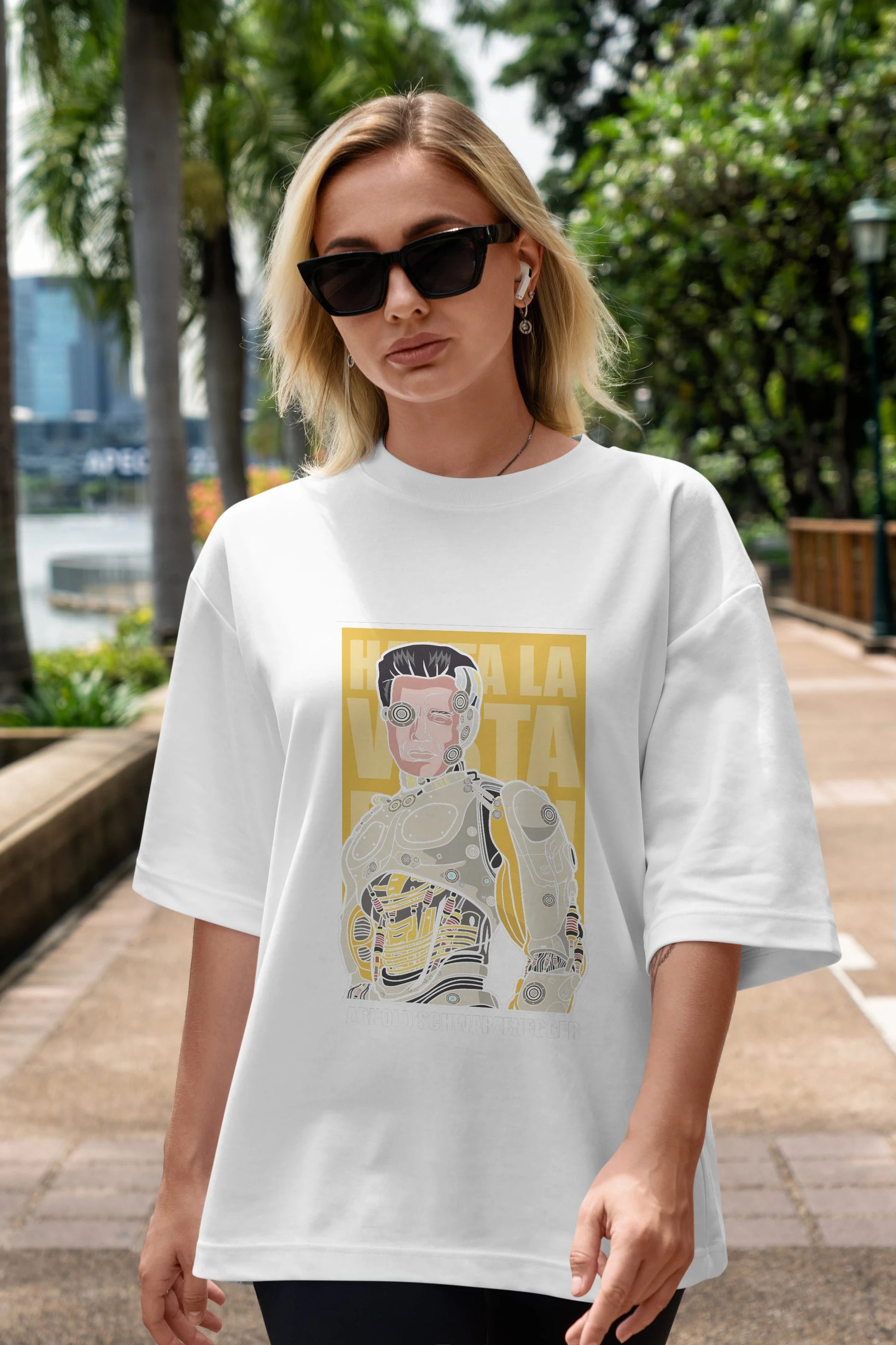 Arnold Robot Human Ön Baskılı Oversize t-shirt Erkek Kadın Unisex %100 Pamuk tişort