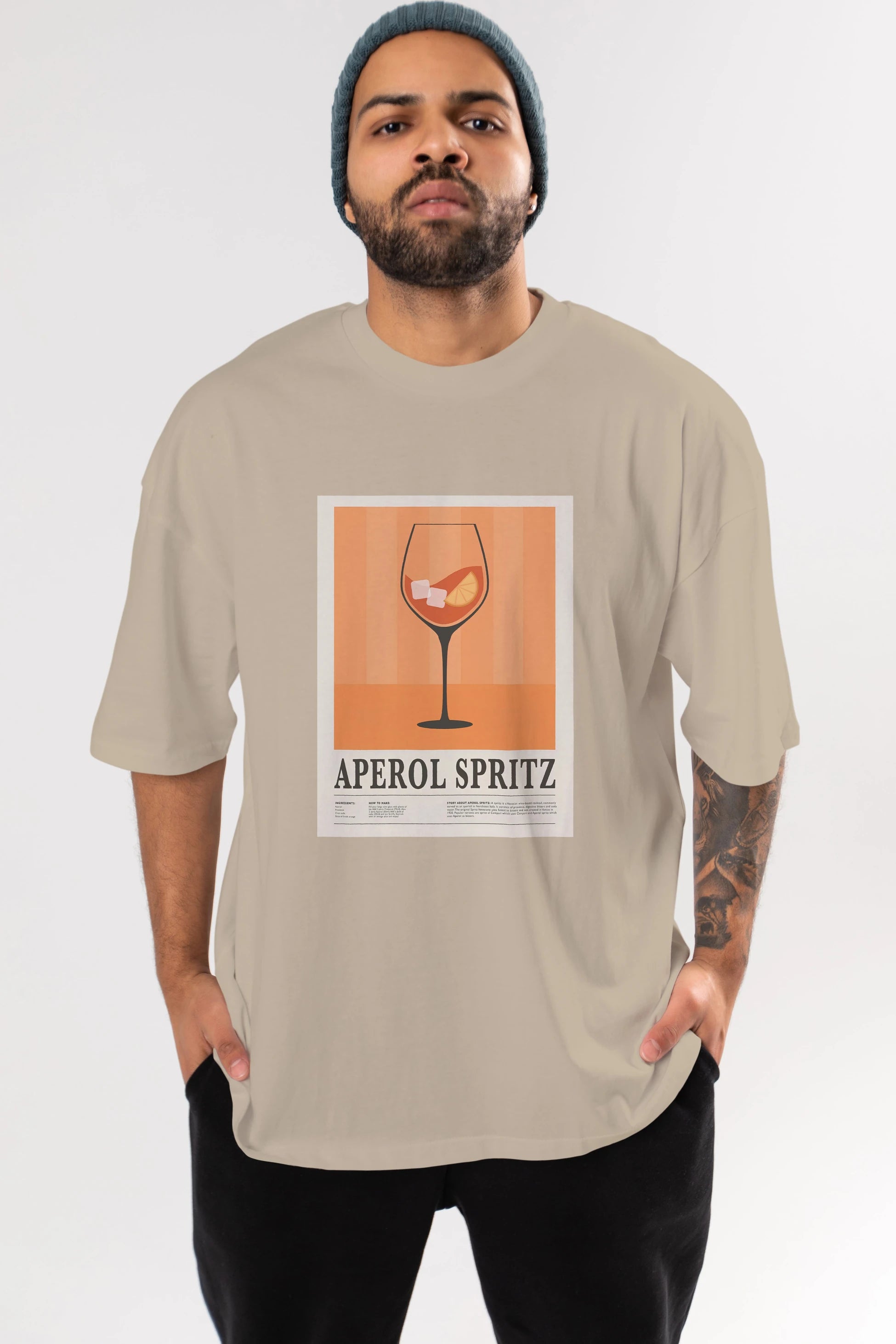 Aperol Spritz 8 Ön Baskılı Oversize t-shirt Erkek Kadın Unisex %100 Pamuk Bisiklet Yaka tişort