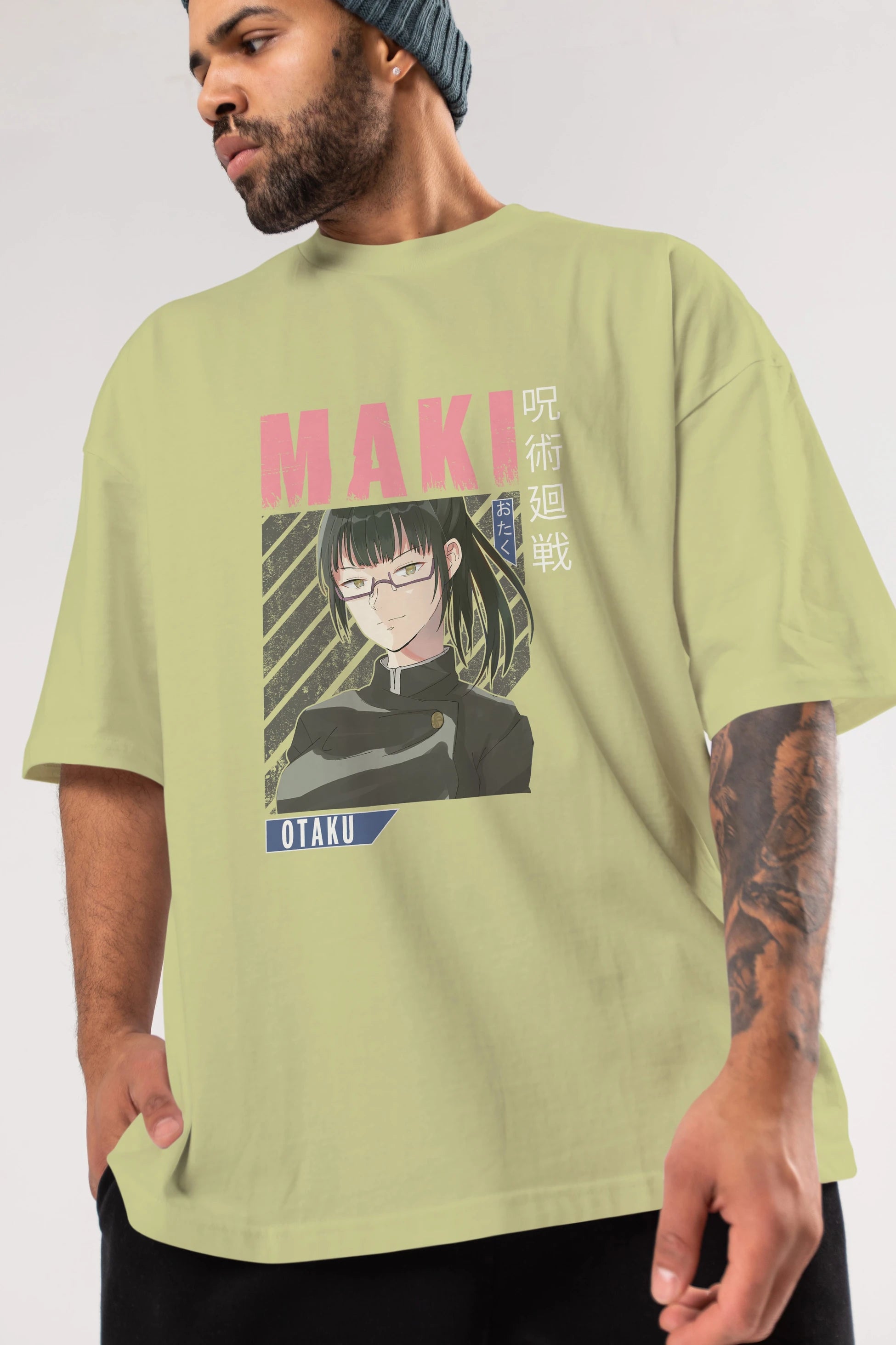 Maki Zenin CHAINSAWMAN 1 Anime Ön Baskılı Oversize t-shirt %100 pamuk Erkek Kadın Unisex
