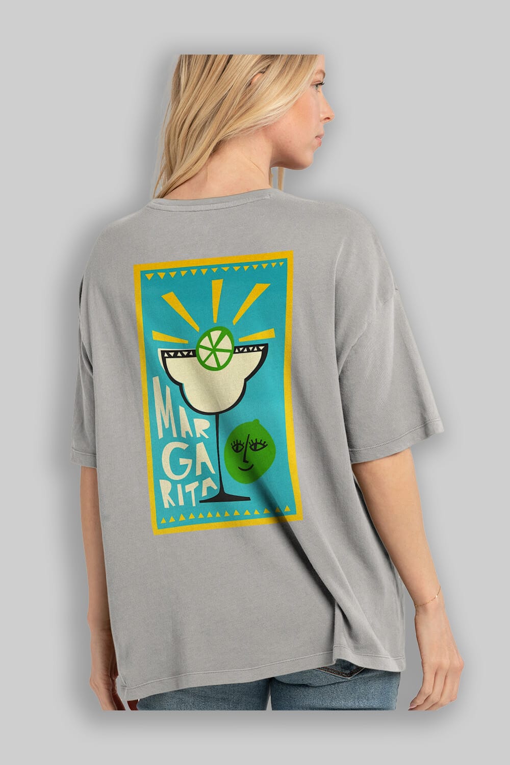 Margarita 4 Arka Baskılı Oversize t-shirt Erkek Kadın Unisex %100 Pamuk Bisiklet Yaka tişort