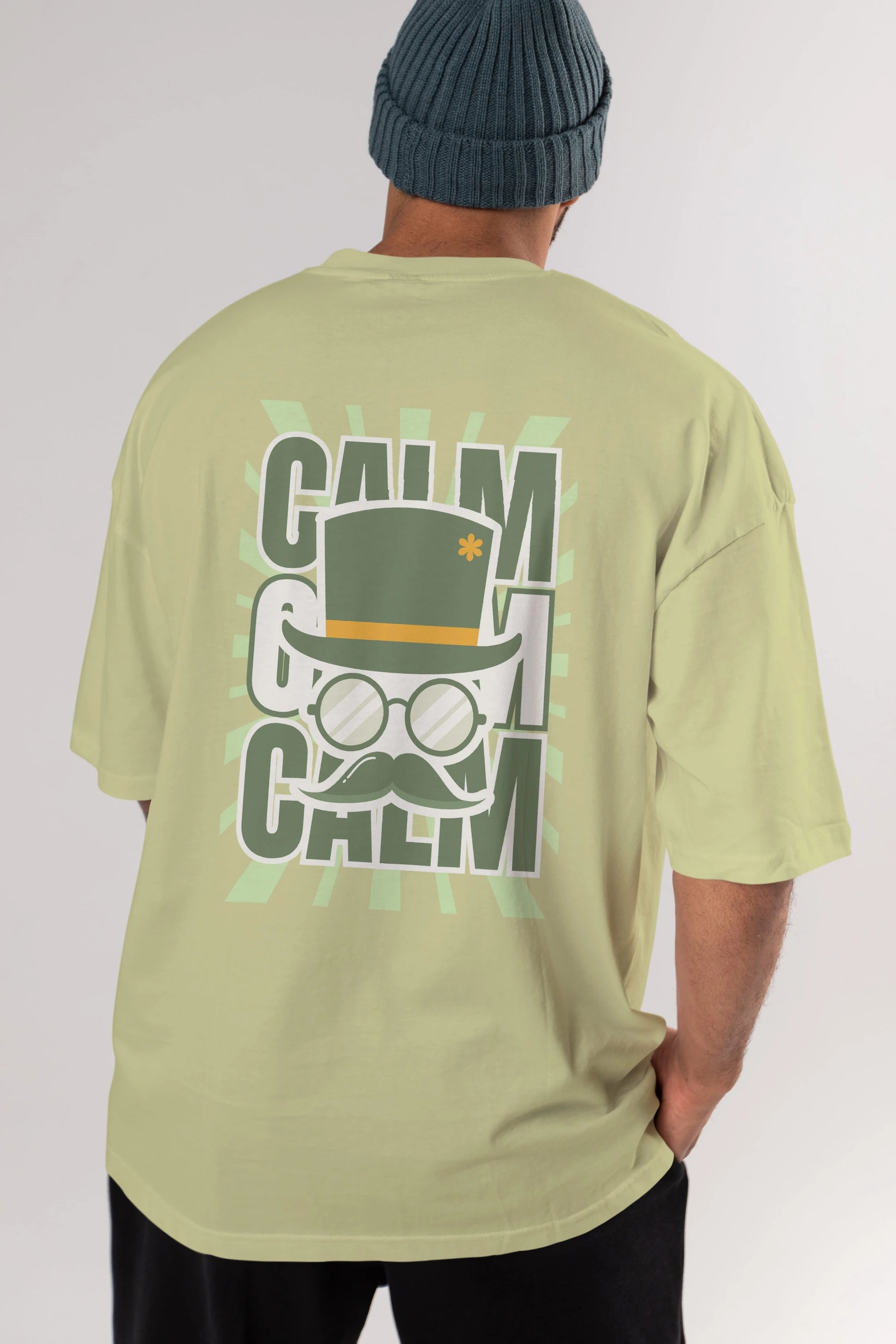 Calm Yazılı Arka Baskılı Oversize t-shirt Erkek Kadın Unisex