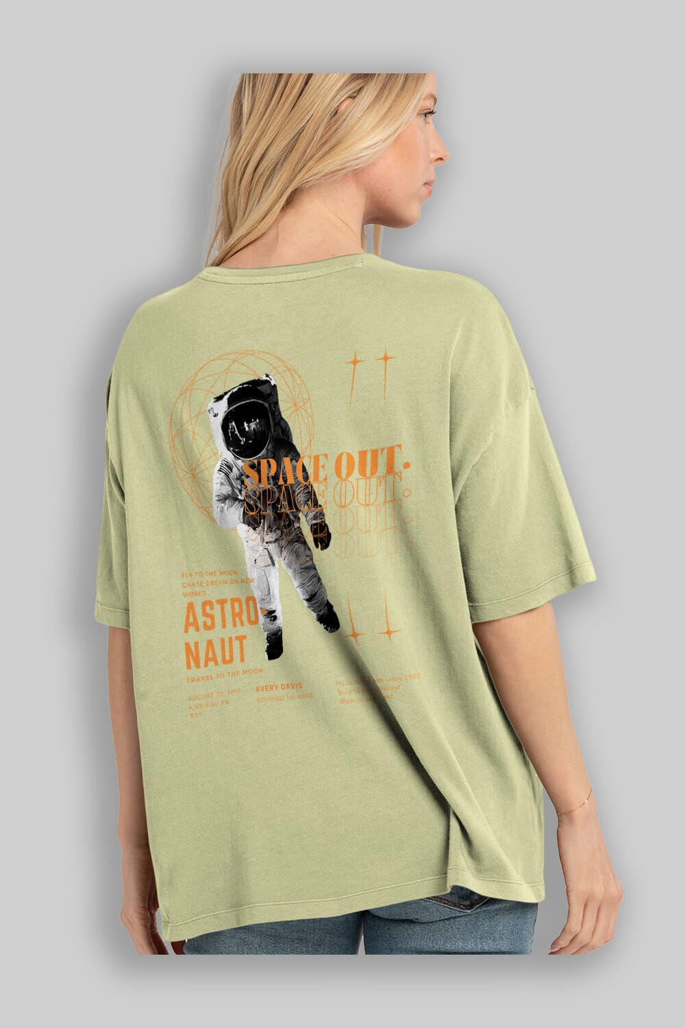 Astronaut Space Out Yazılı Arka Baskılı Oversize t-shirt Erkek Kadın Unisex