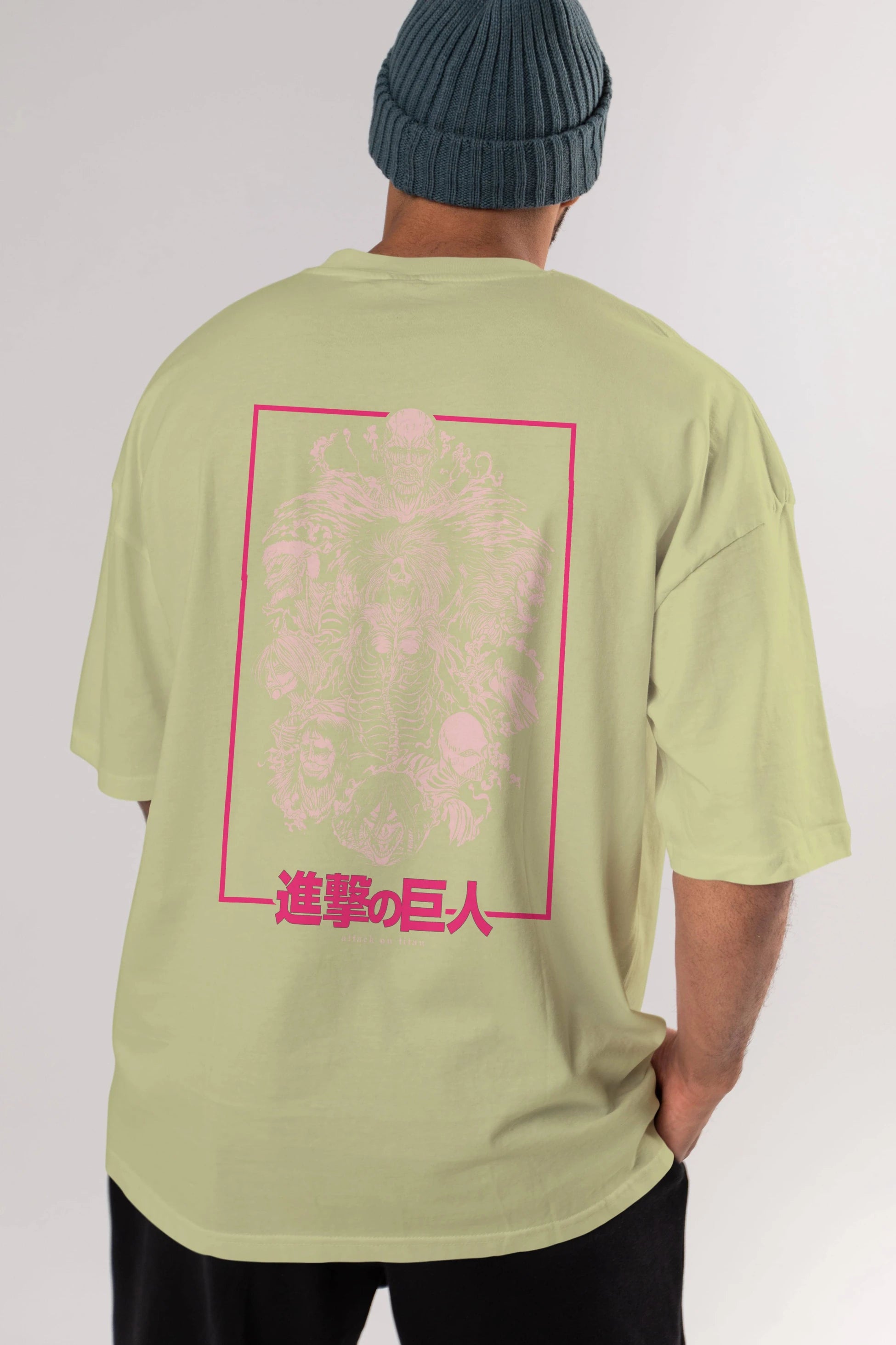 ATTACK ON TITANS Anime Arka Baskılı Oversize t-shirt Erkek Kadın Unisex