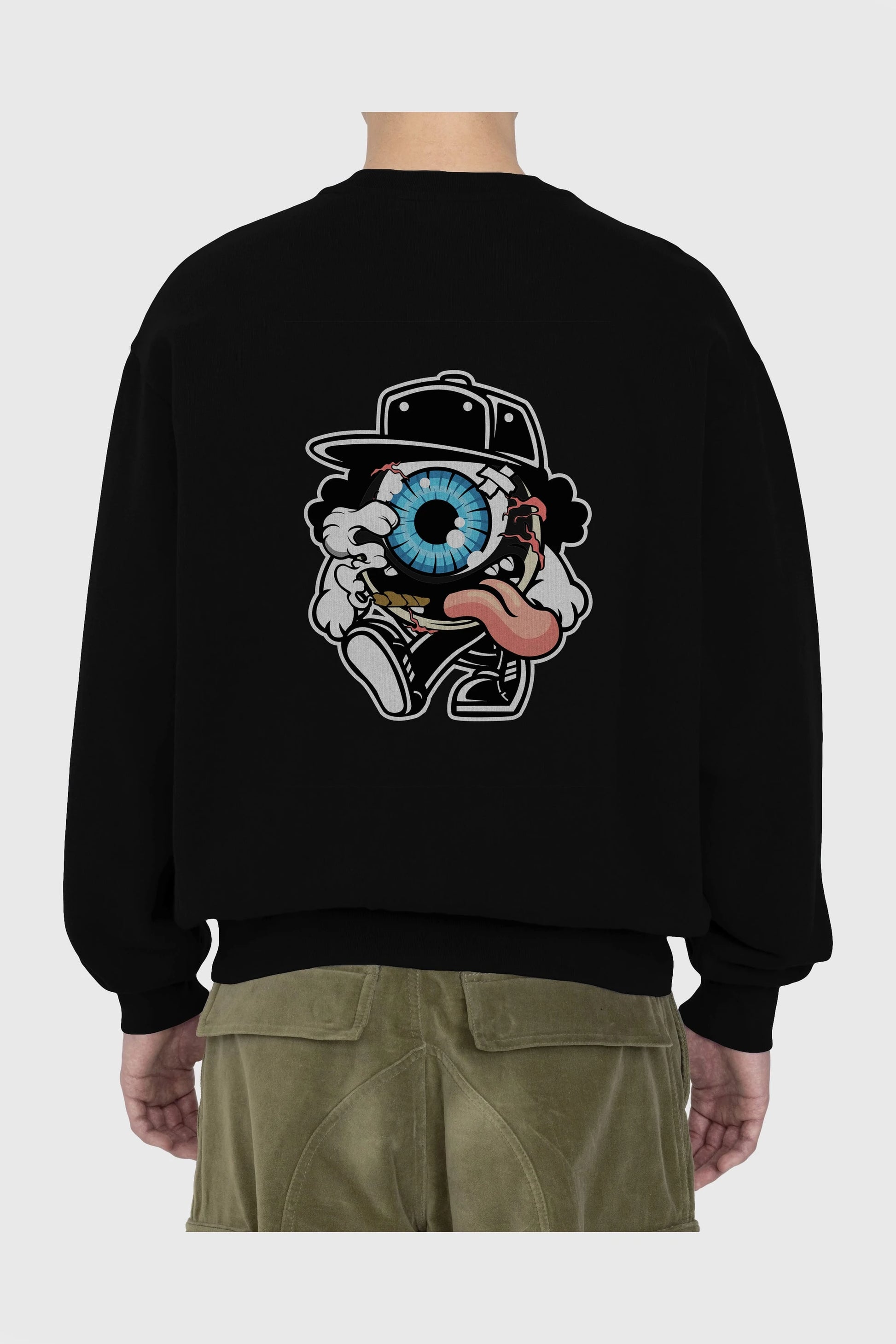 Eyeball Arka Baskılı Oversize Sweatshirt Erkek Kadın Unisex