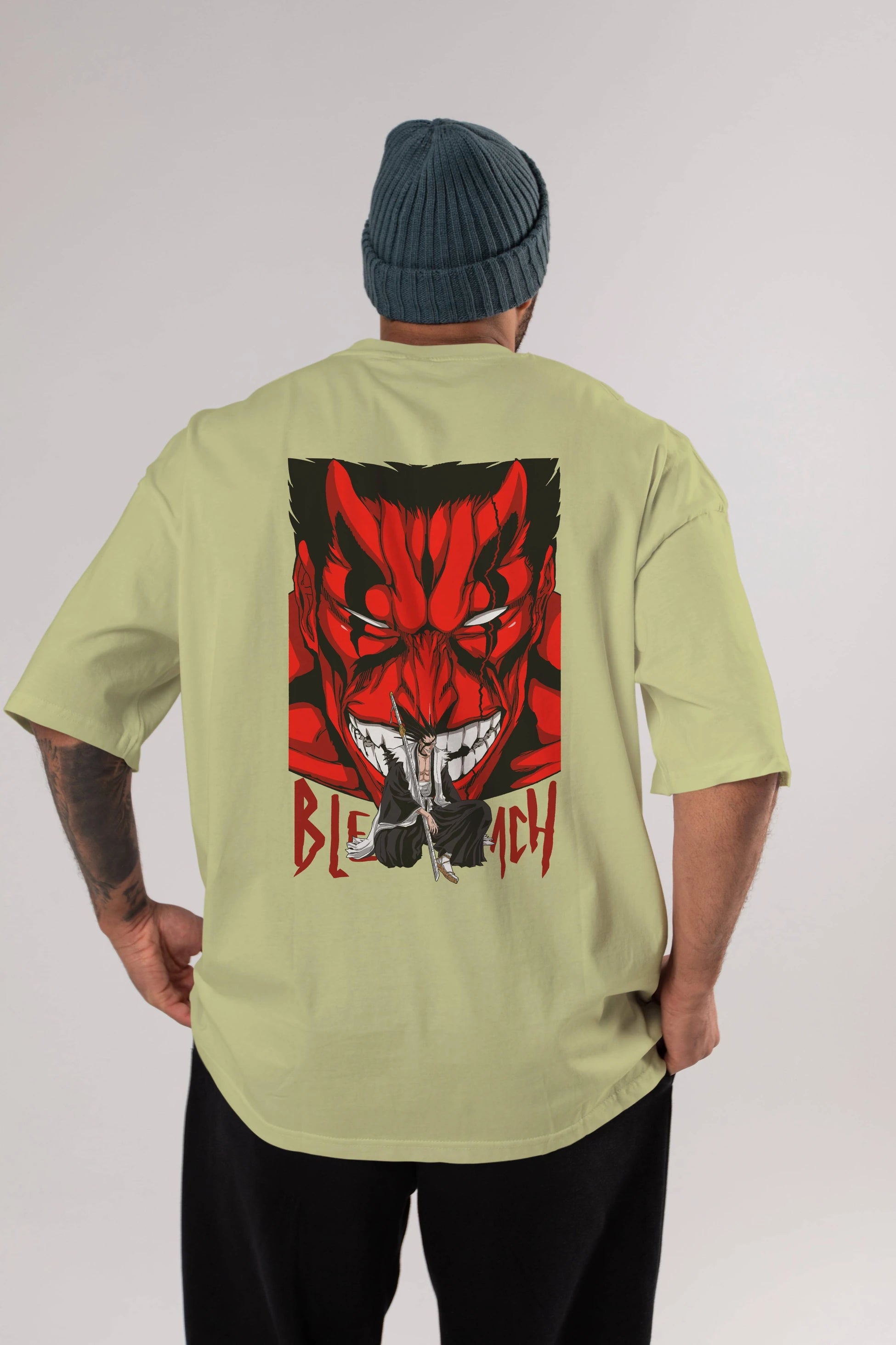 KENPACHI ZARAKI BLEACH Anime Arka Baskılı Oversize t-shirt Erkek Kadın Unisex