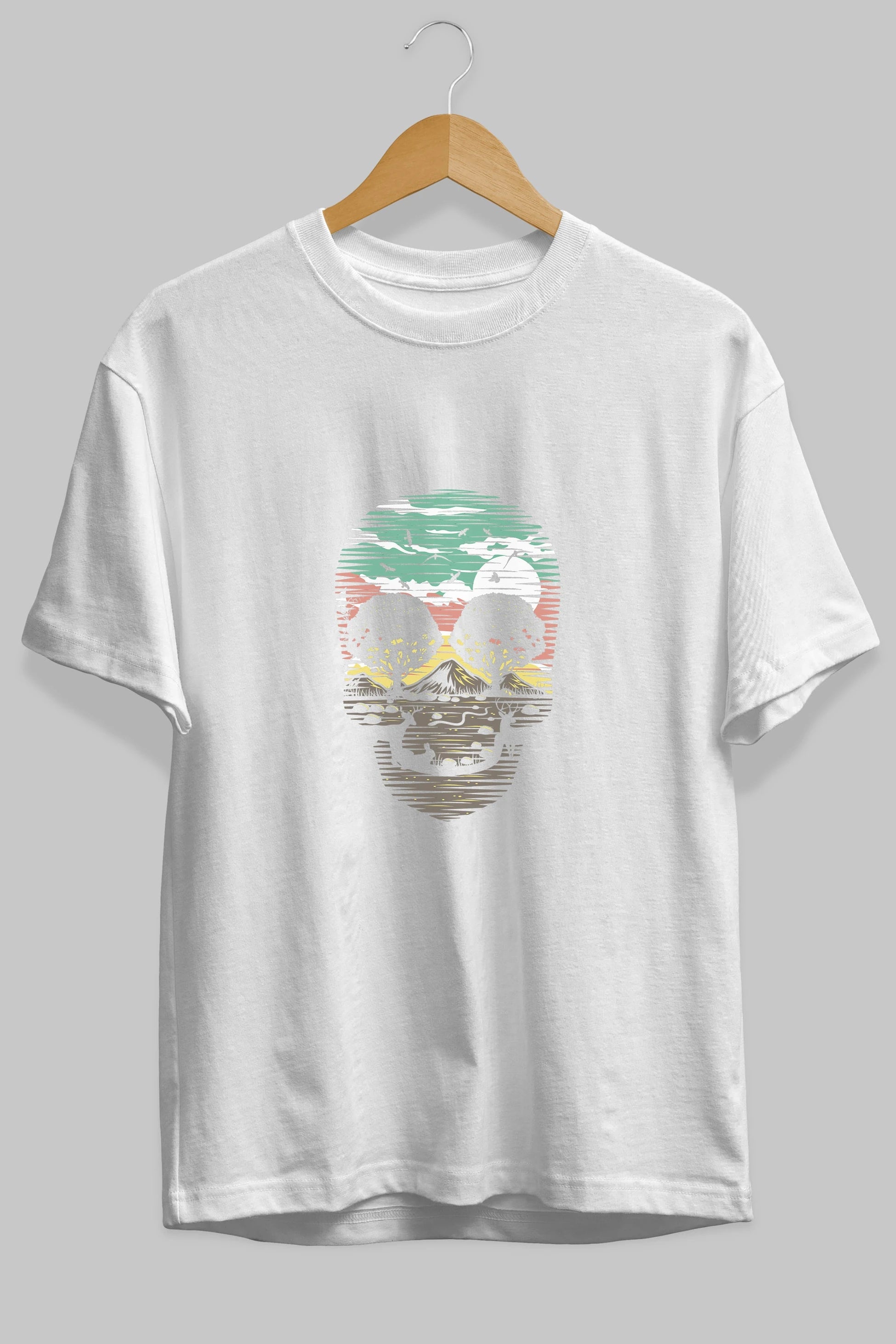 Skull Nature Ön Baskılı Oversize t-shirt %100 pamuk Erkek Kadın Unisex