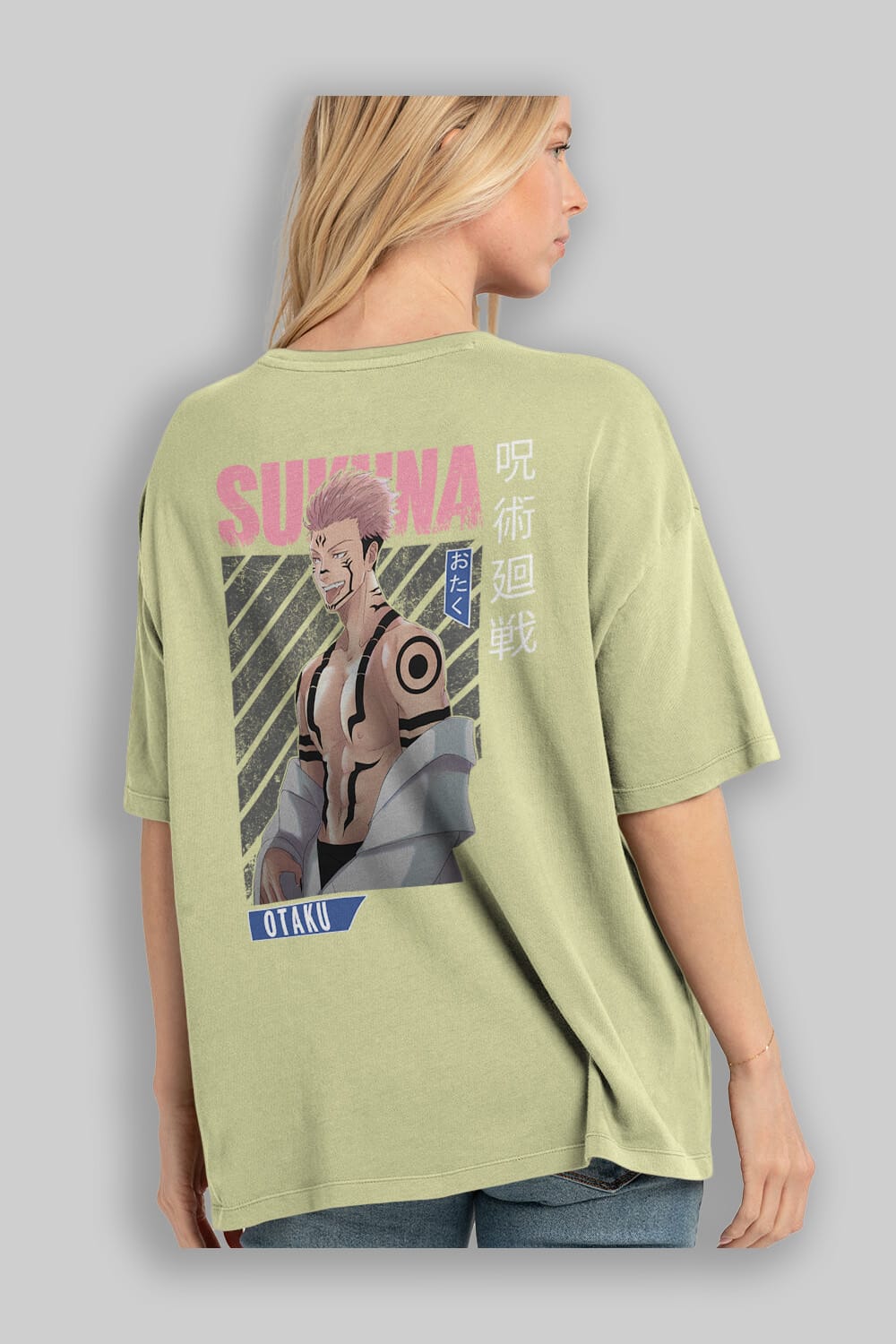 Sukuna Ryoumen Anime Arka Baskılı Oversize t-shirt Erkek Kadın Unisex
