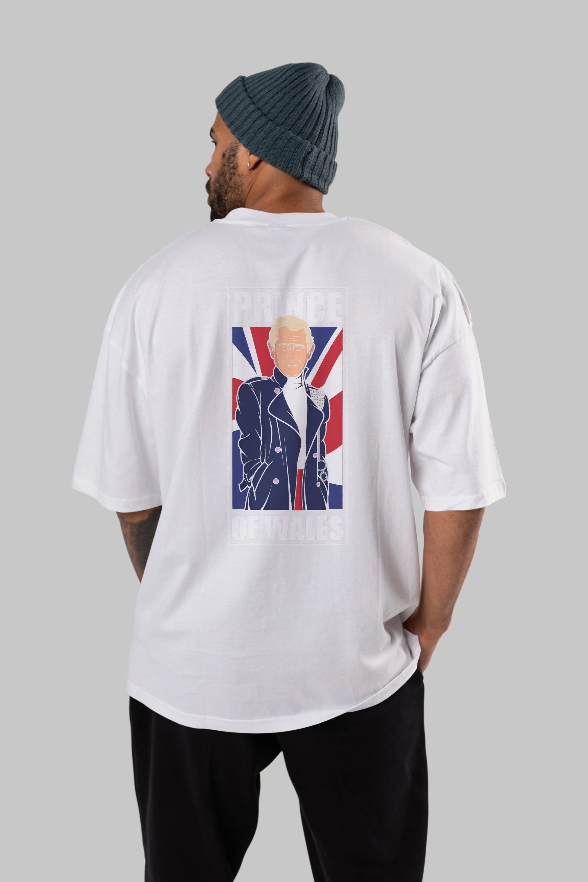 Prince Charles Arka Baskılı Oversize t-shirt Erkek Kadın Unisex %100 Pamuk tişort