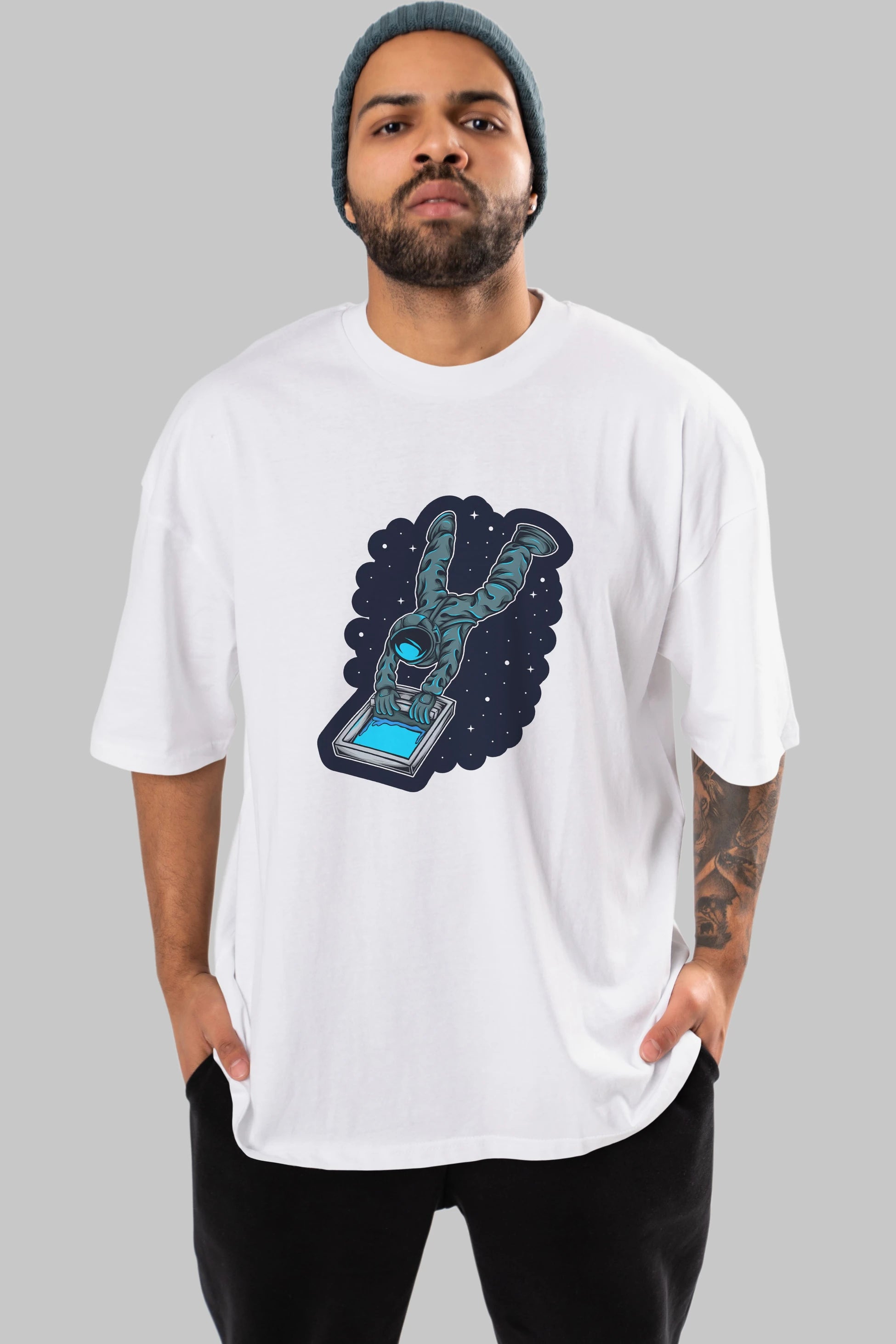 Astroscreen Sticker Ön Baskılı Oversize t-shirt Erkek Kadın Unisex
