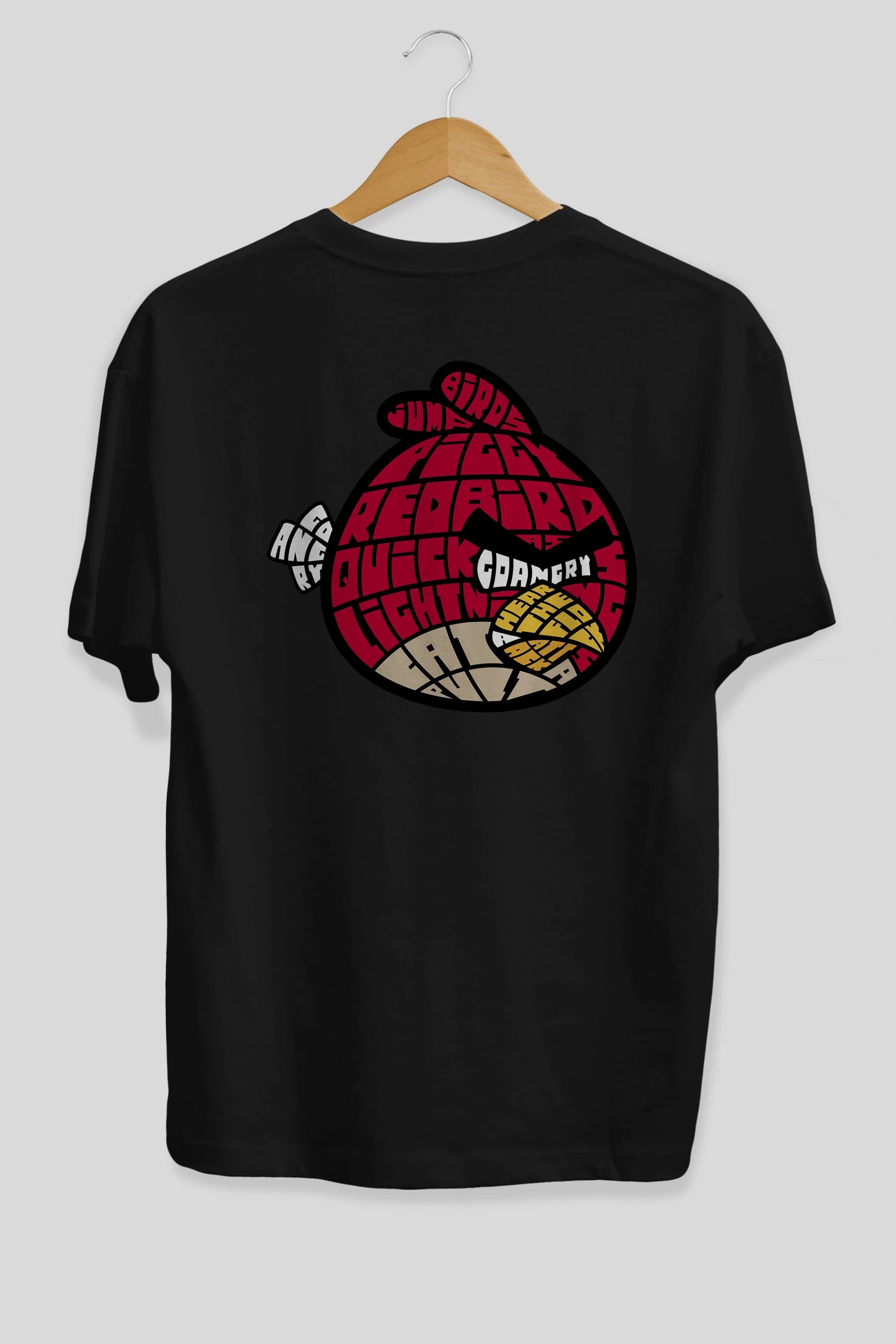 Bird With Anger Arka Baskılı Oversize t-shirt %100 pamuk Erkek Kadın Unisex