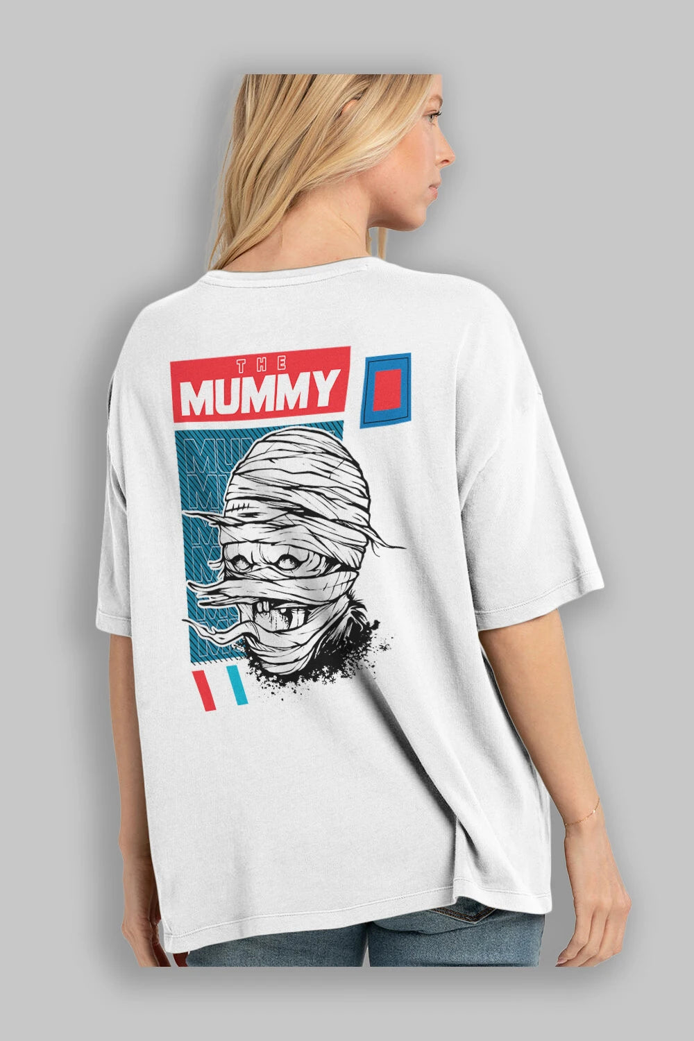 The Mummy Arka Baskılı Oversize t-shirt Erkek Kadın Unisex