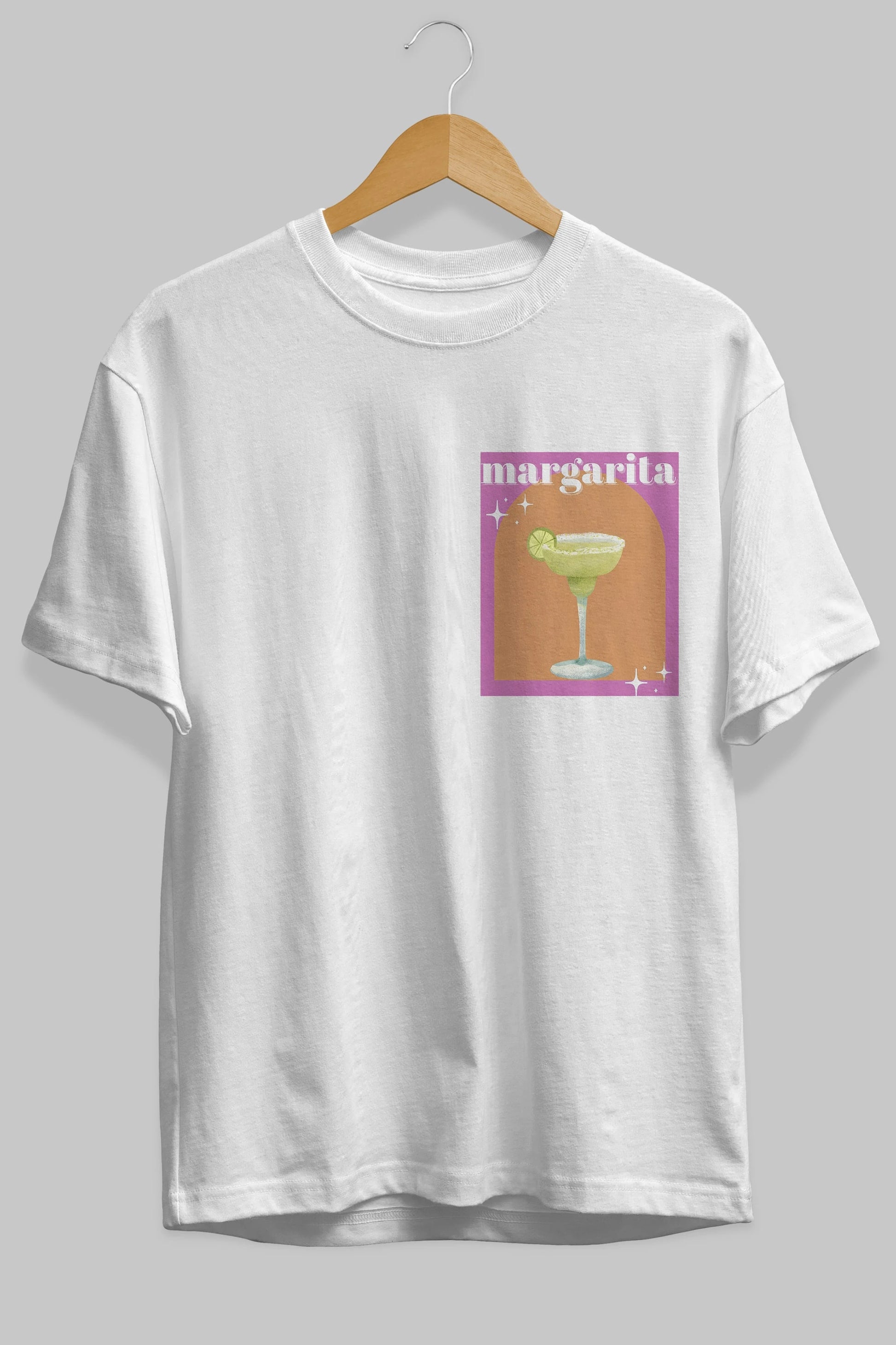 Margarita 7 Ön Sol Baskılı Oversize t-shirt Erkek Kadın Unisex %100 Pamuk Bisiklet Yaka tişort