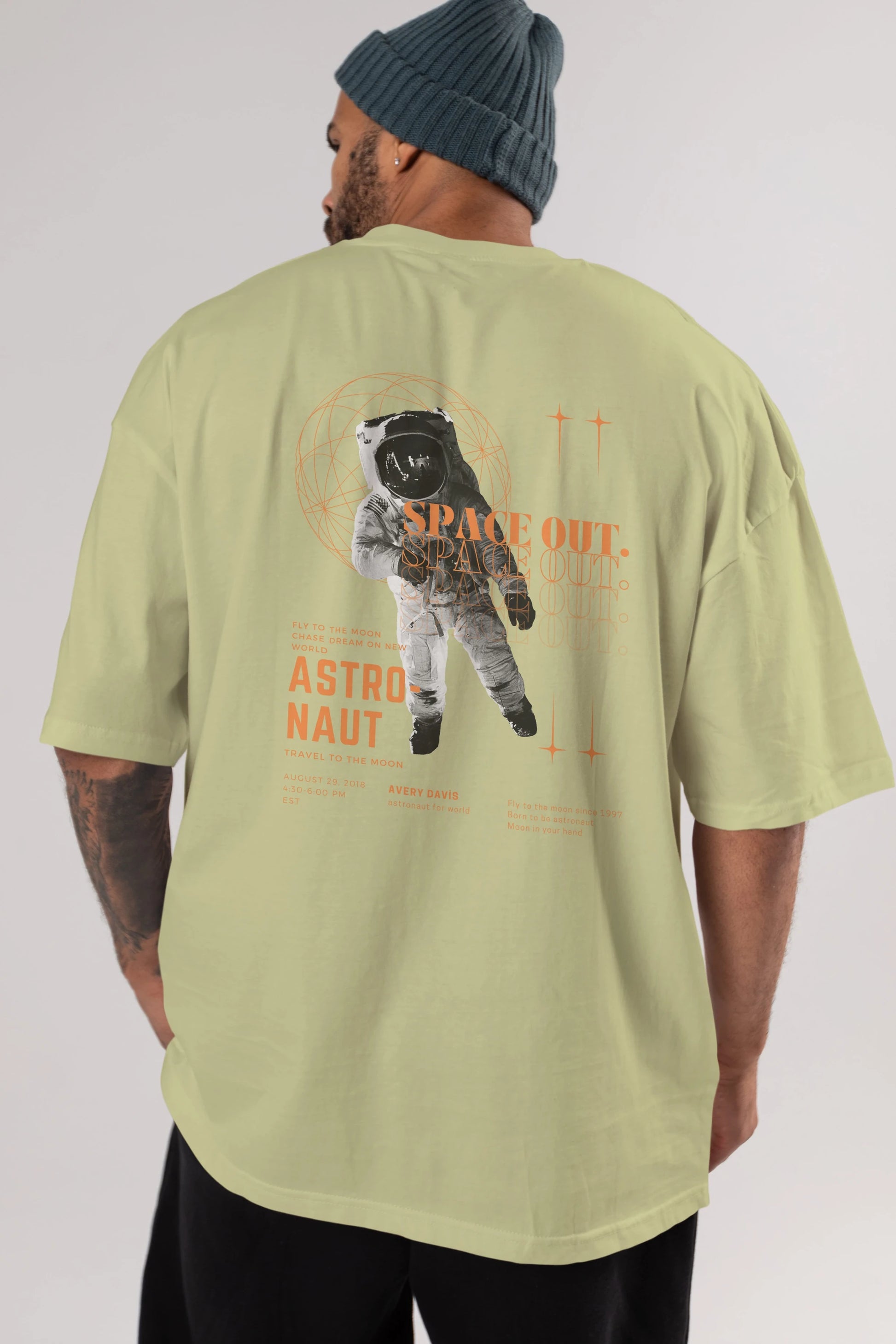 Astronaut Space Out Yazılı Arka Baskılı Oversize t-shirt Erkek Kadın Unisex