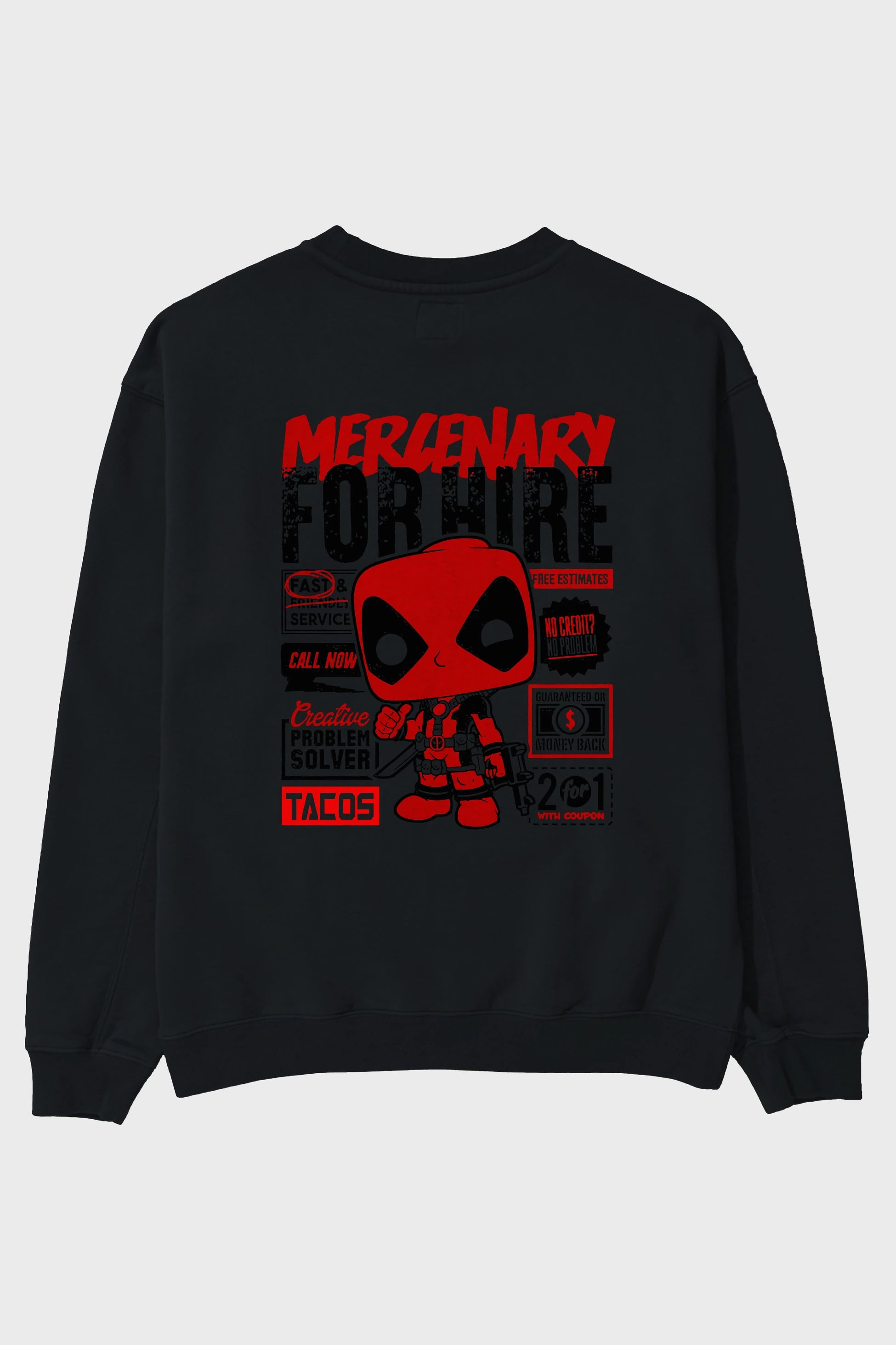 Deadpool (18) Arka Baskılı Oversize Sweatshirt Erkek Kadın Unisex