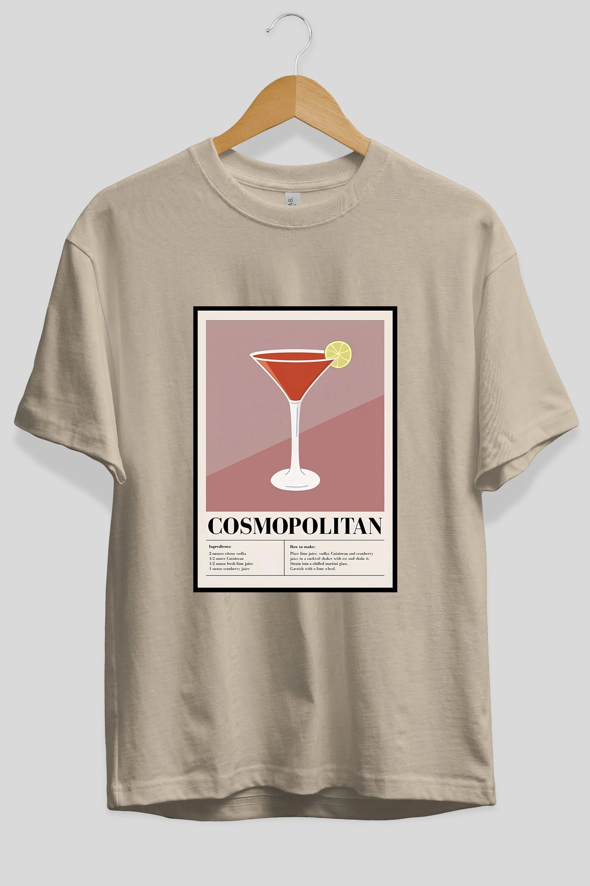 Cosmopolitan 3 Ön Baskılı Oversize t-shirt Erkek Kadın Unisex %100 Pamuk Bisiklet Yaka tişort