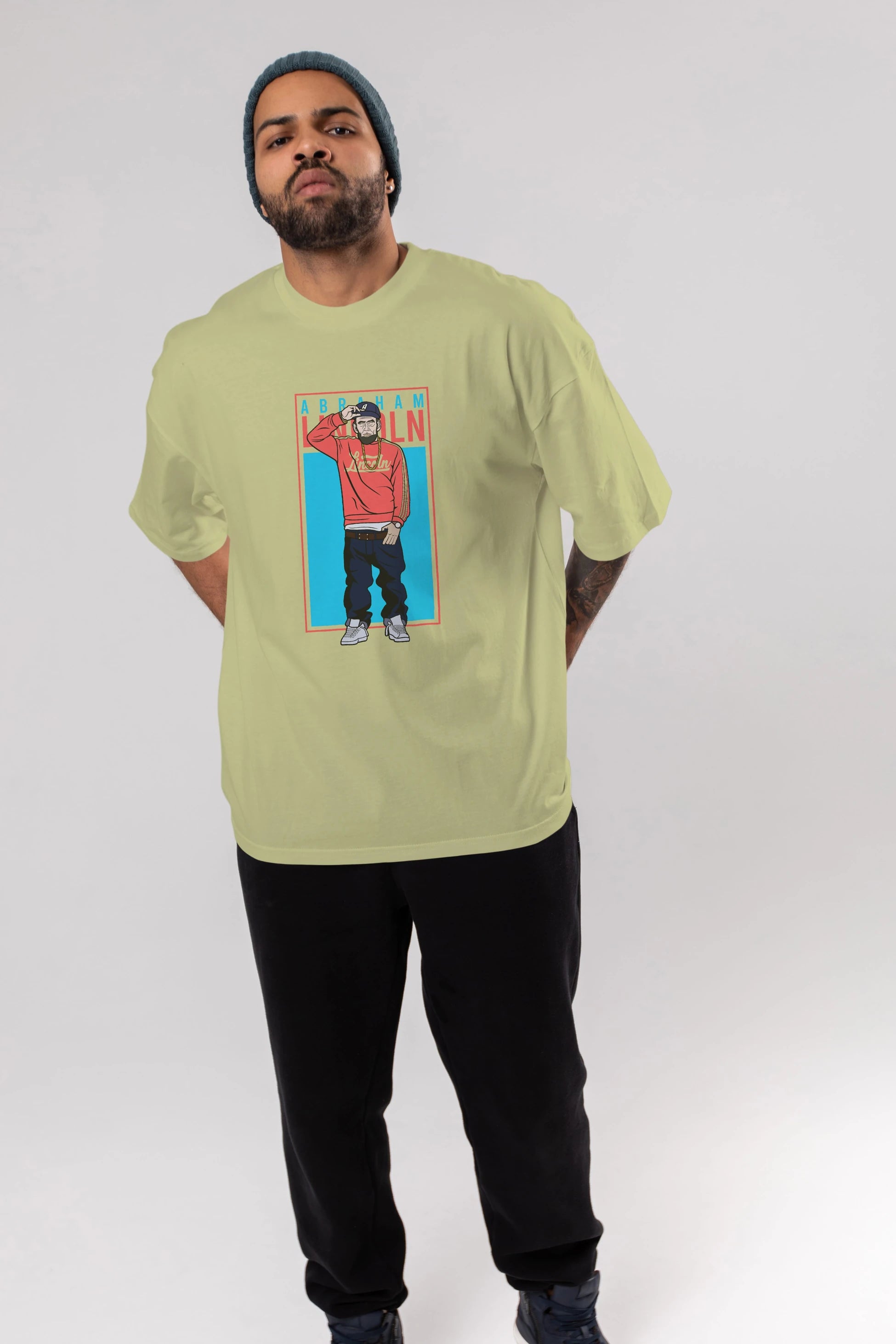 Abraham Lincoln Ön Baskılı Oversize t-shirt Erkek Kadın Unisex %100 Pamuk tişort