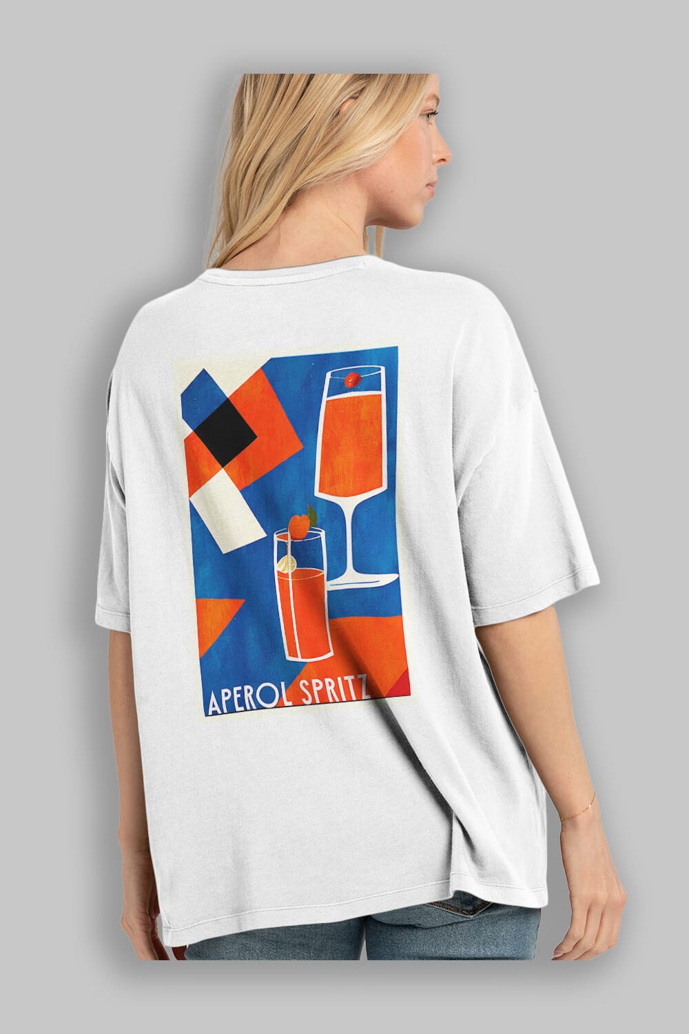 Aperol Spritz 4 Arka Baskılı Oversize t-shirt Erkek Kadın Unisex %100 Pamuk Bisiklet Yaka tişort