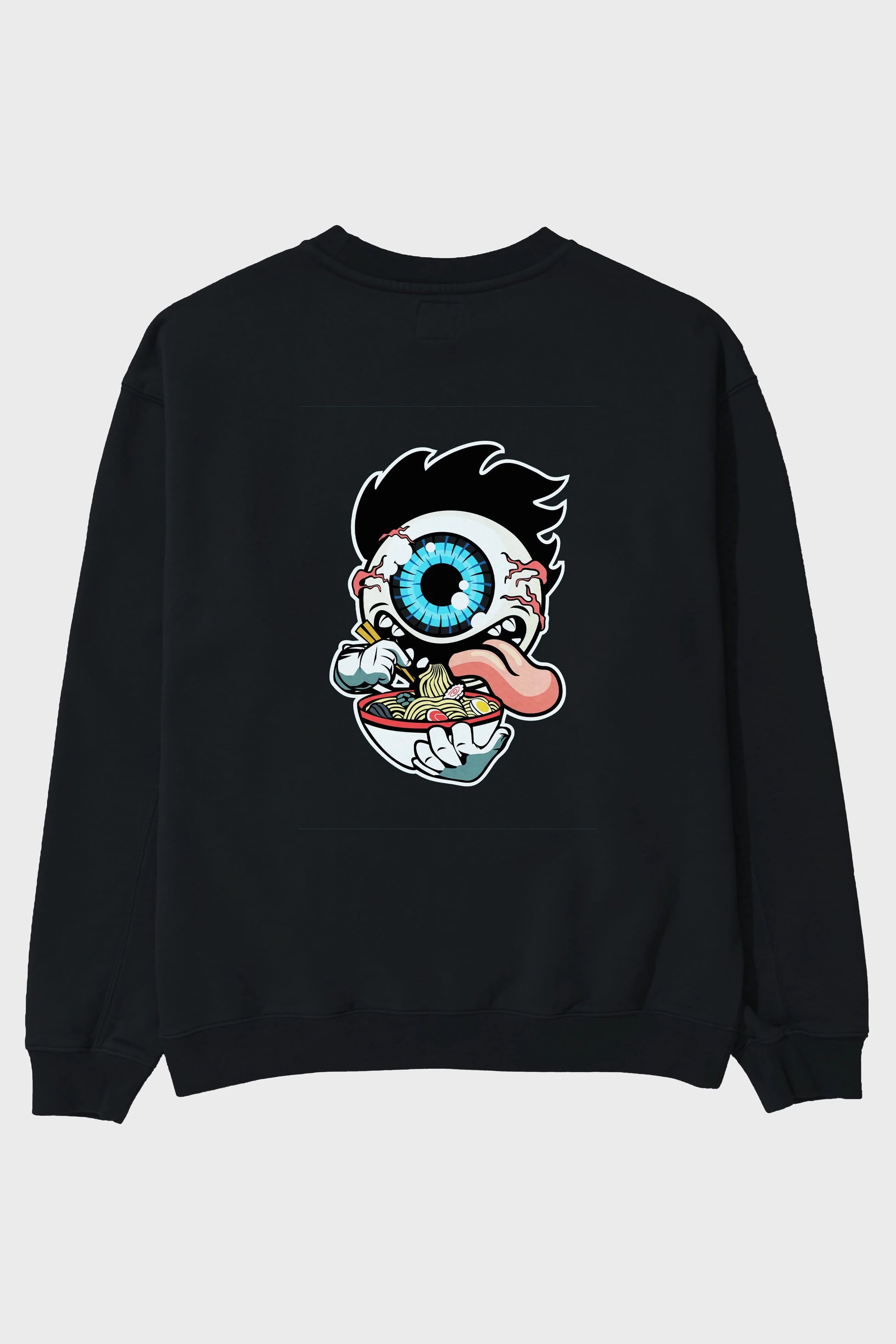 Eyeball Ramen Arka Baskılı Oversize Sweatshirt Erkek Kadın Unisex