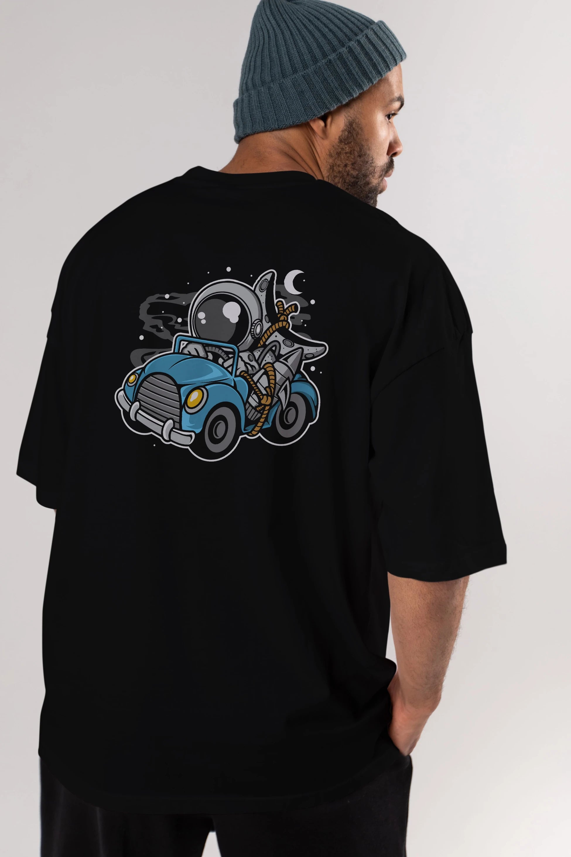 Astronaut Journey Arka Baskılı Oversize t-shirt Erkek Kadın Unisex
